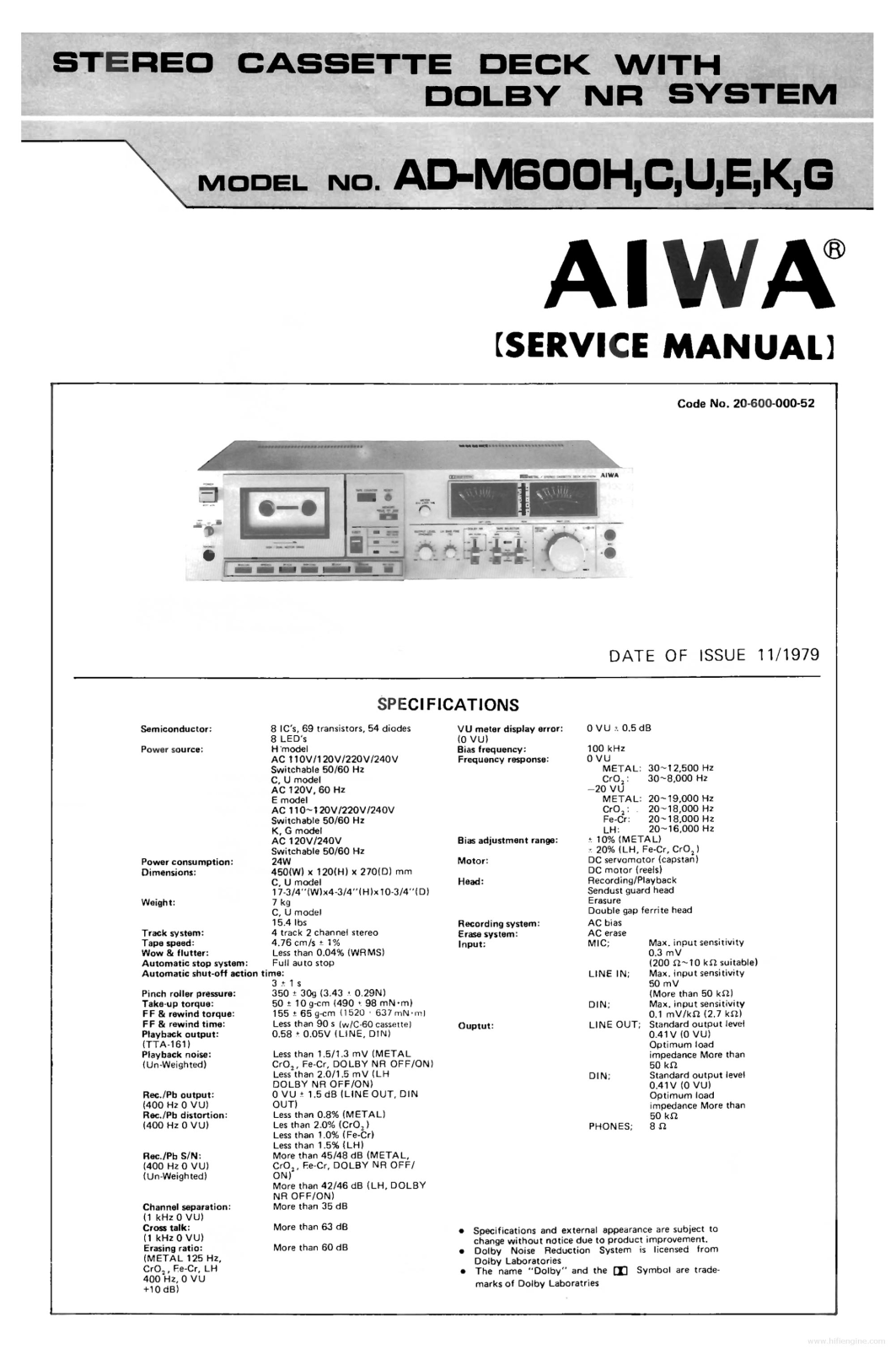 Aiwa ad m600h, ad m600c, ad m600u, ad m600e, ad m600k Service Manual