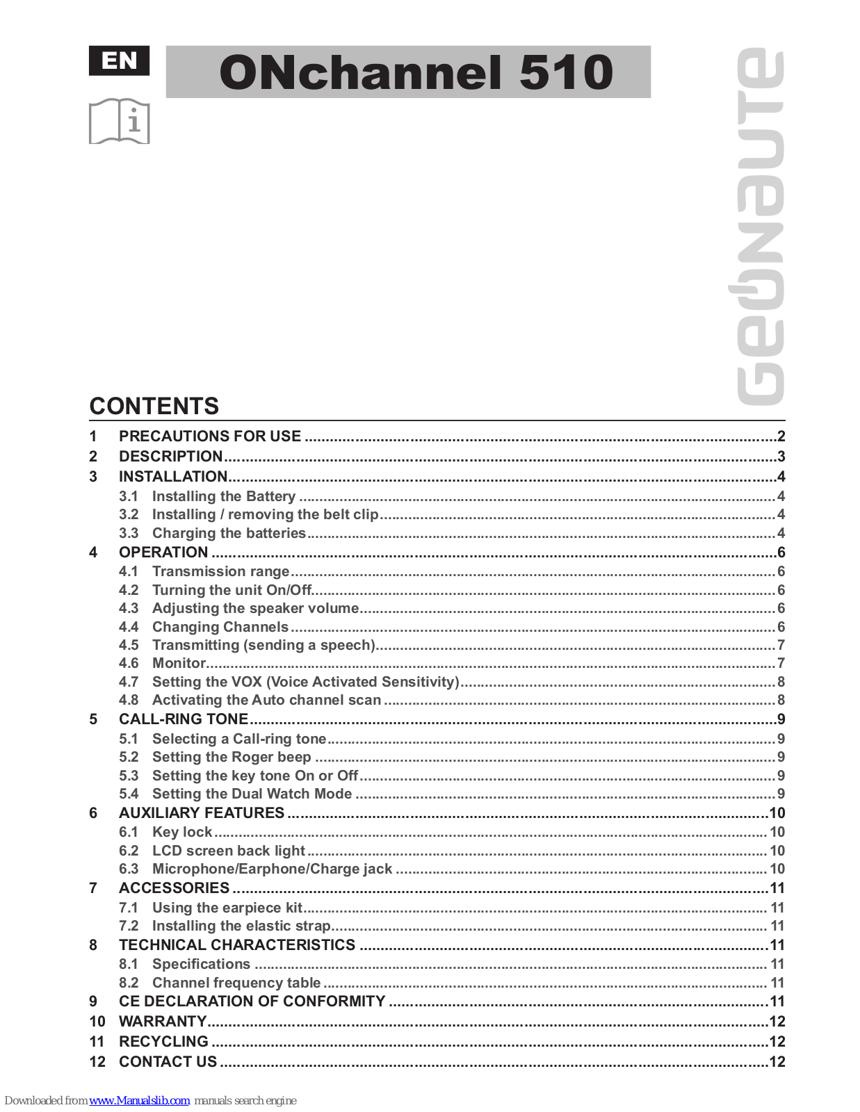 GEONAUTE ONchannel 510, ONchannel 710 User Manual