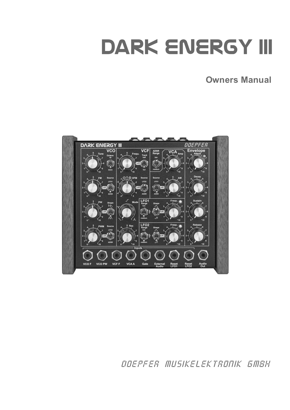 Doepfer Dark Energy III Owner`s Manual