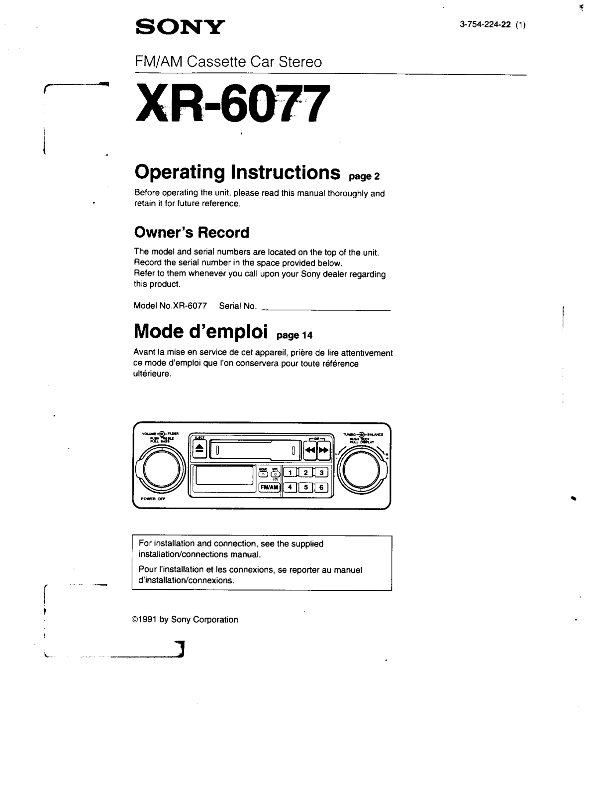 Sony XR-6077 User Manual