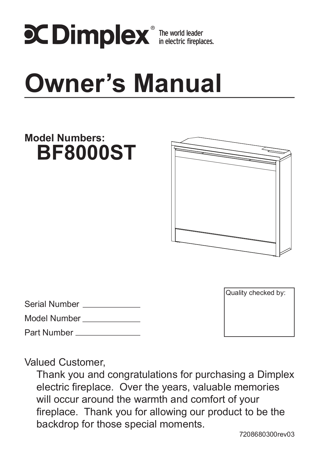 Dimplex BF8000ST User Manual