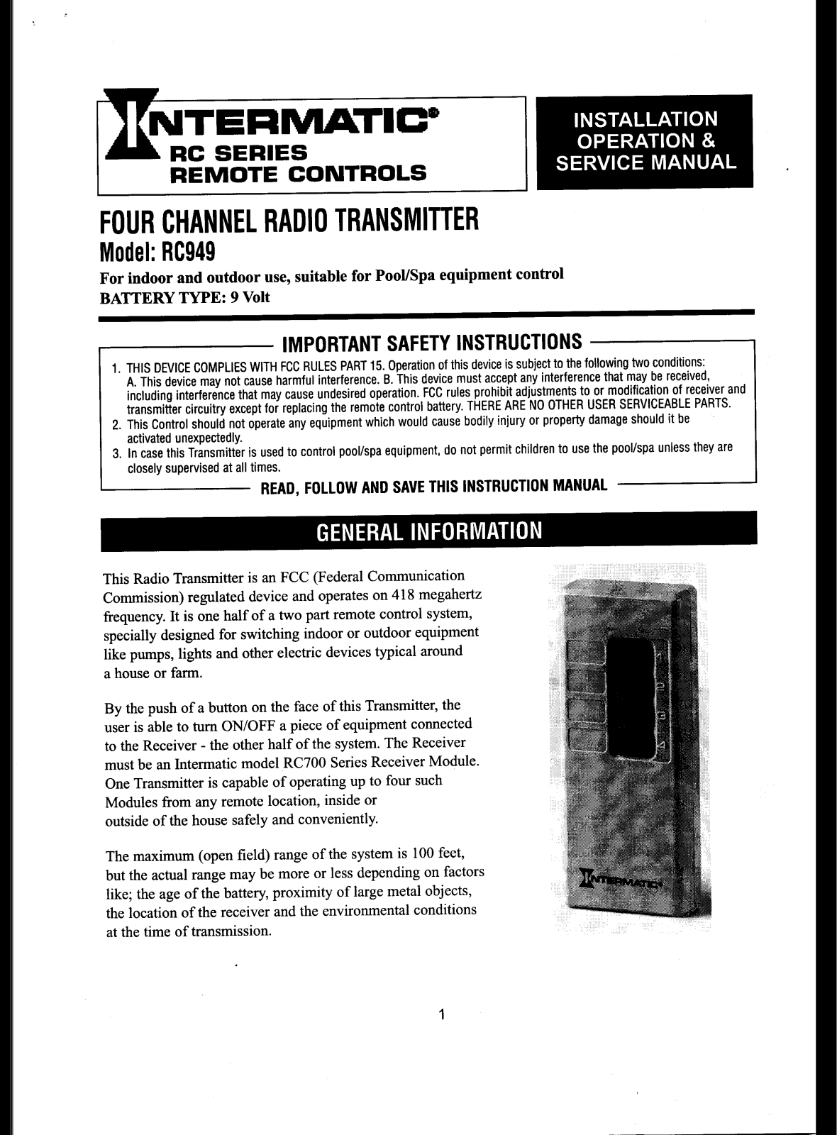 Computime RC949A User Manual