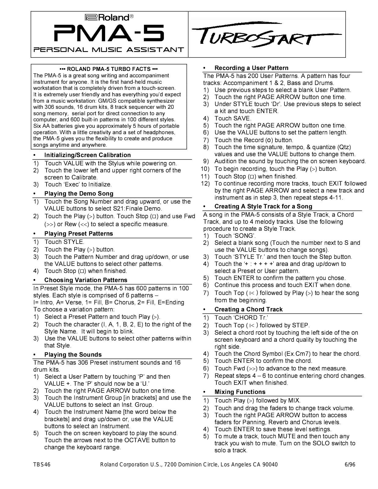 Roland Corporation PMA-5 User's Manual