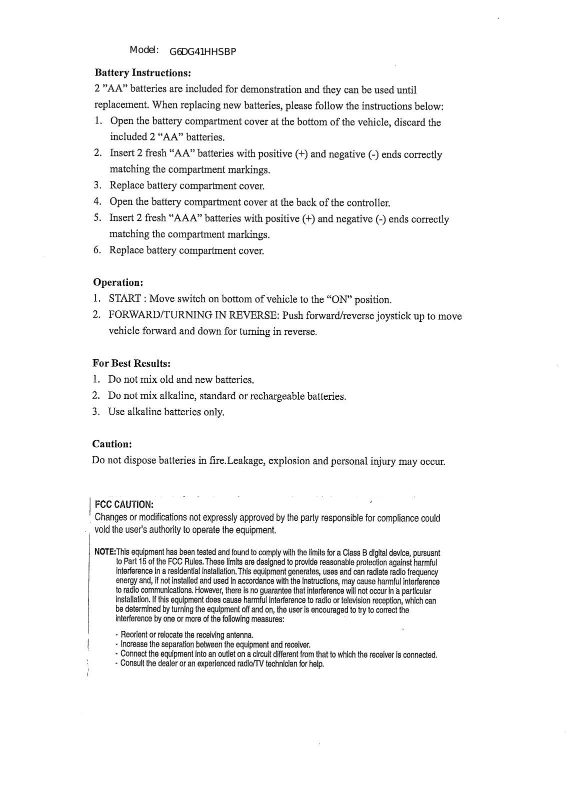 New Bright Co G41HHSBP User Manual