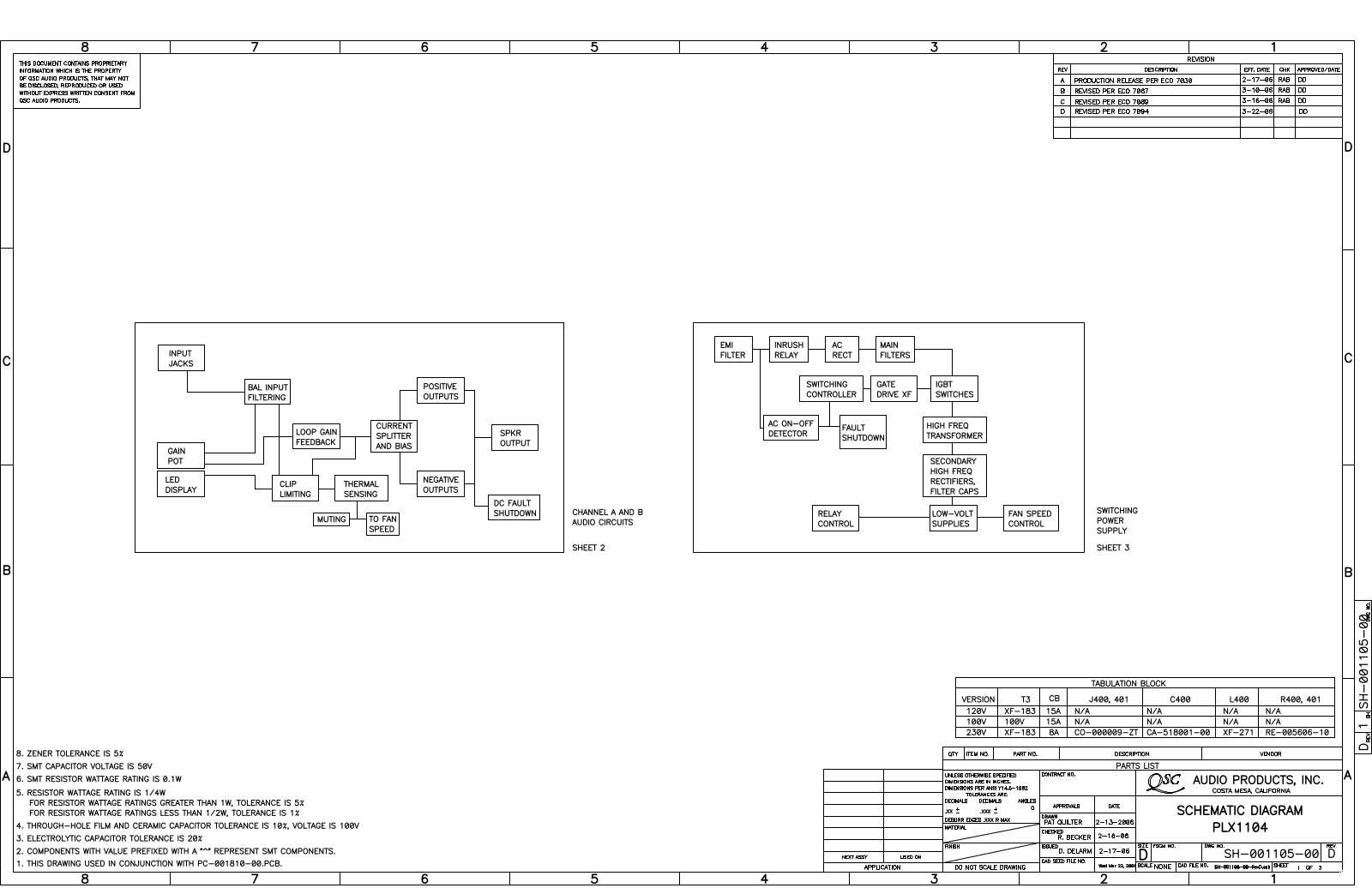 QSC PLX-1104 Schematic