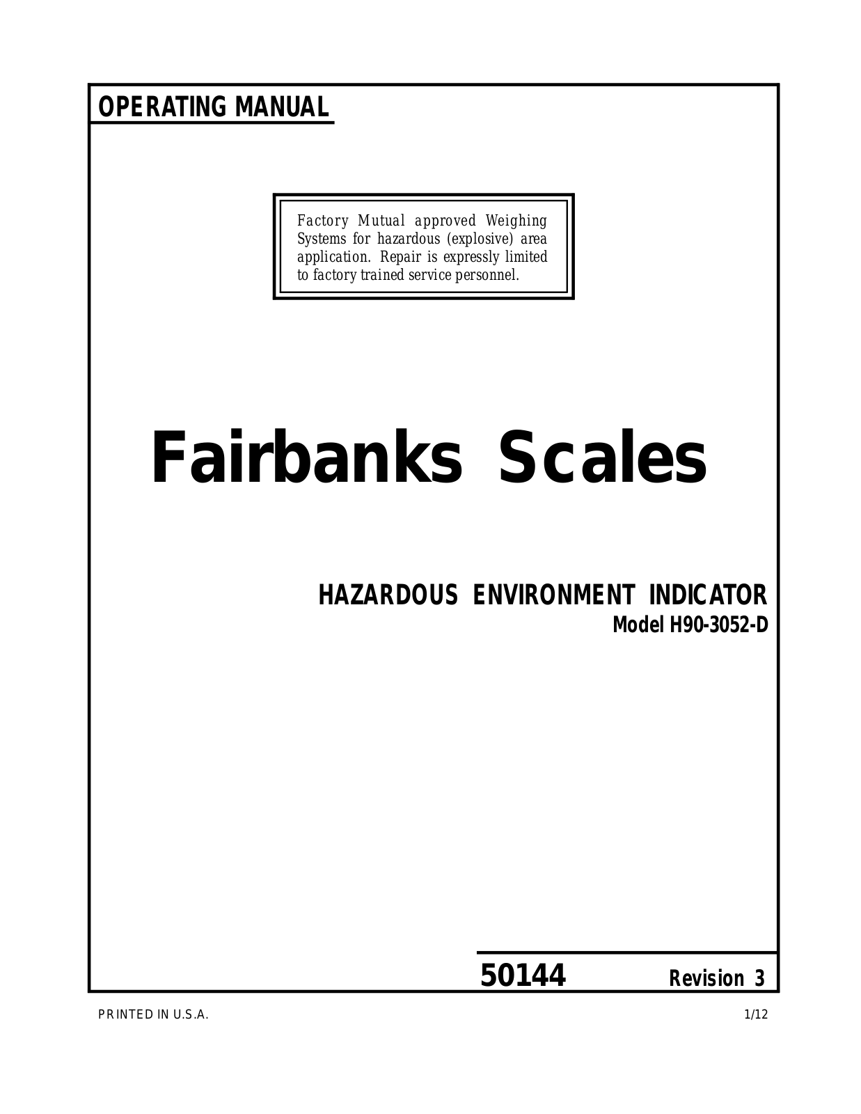 Fairbanks H90-3052-D User Manual