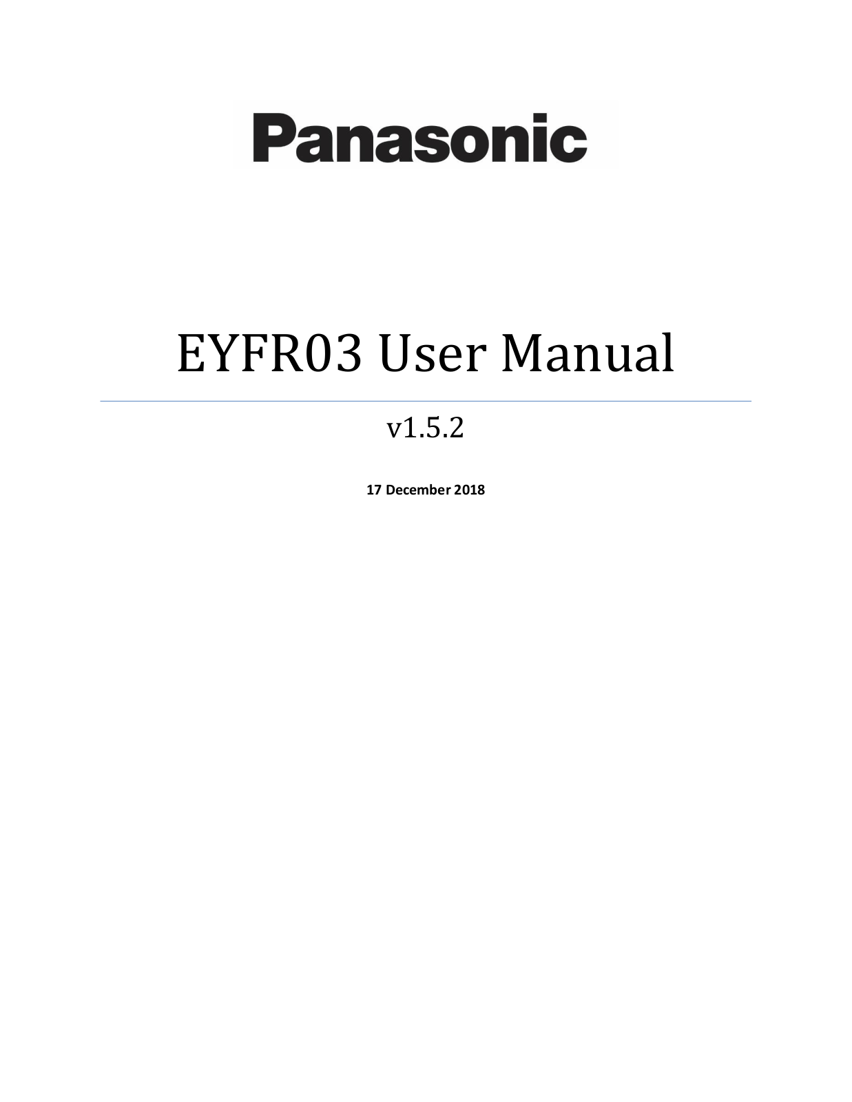 Panasonic eyfr03 Operation Manual