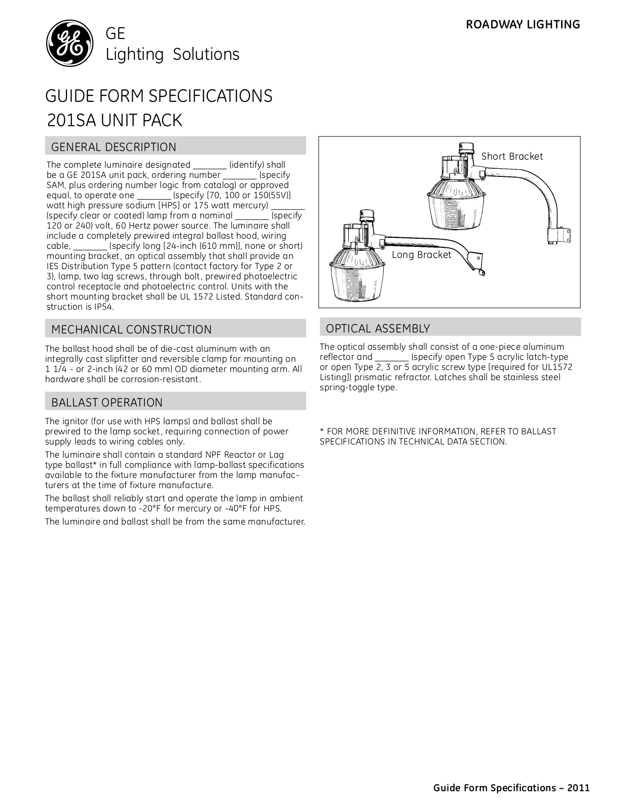 GE SAM Specification Sheet