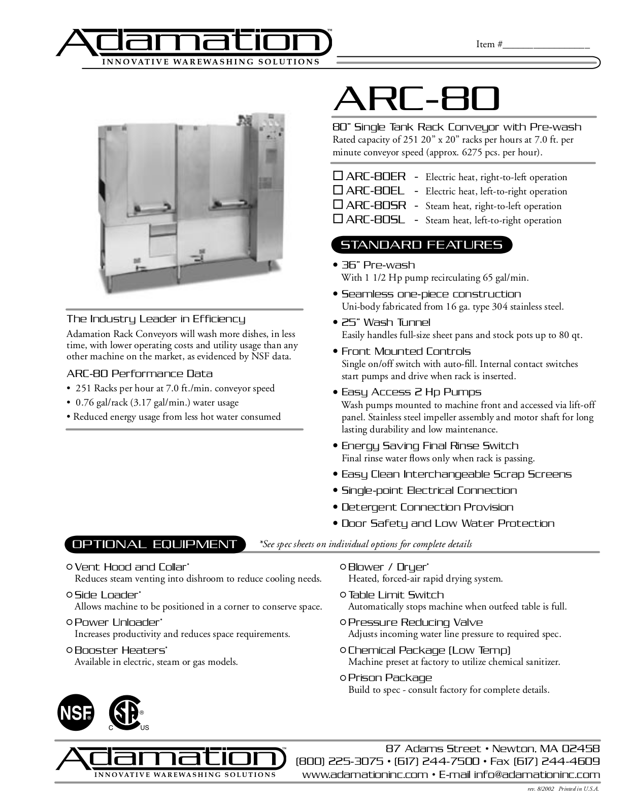 Adamation ARC-80, ARC-80EL User Manual