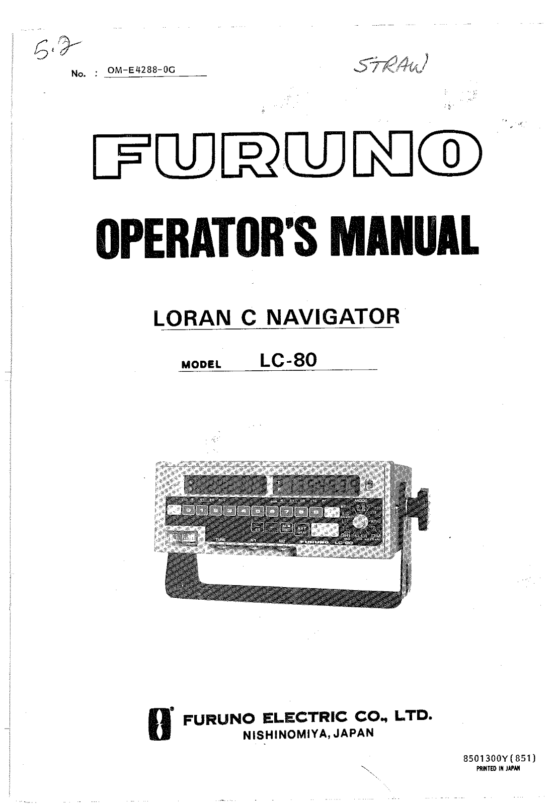 Furuno LC-80 OPERATORS MANUAL