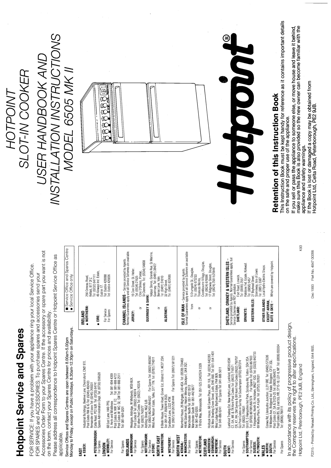 Hotpoint 6505MKII User Manual