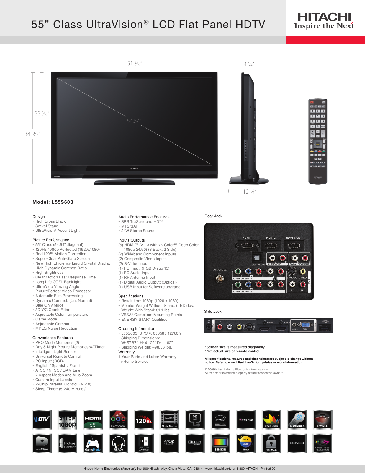 Hitachi L55S603 User Manual