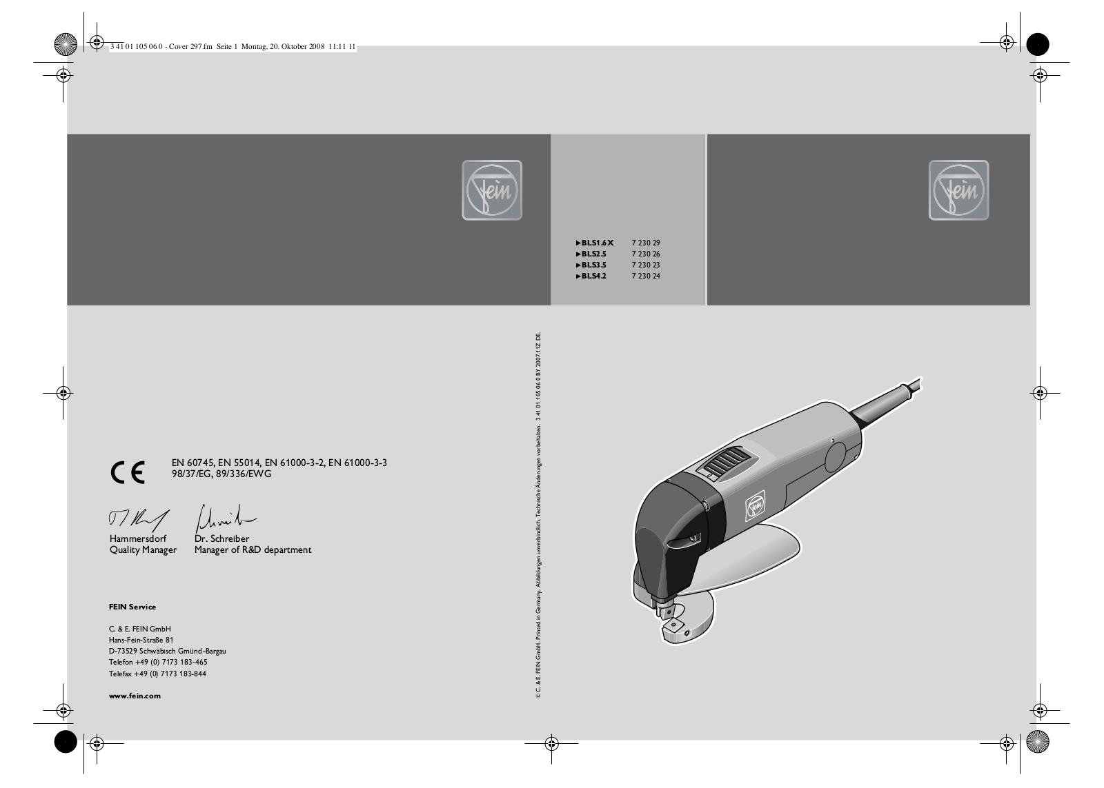 Fein BLS1.6X, BLS2.5, BLS3.5, BLS4.2 User guide