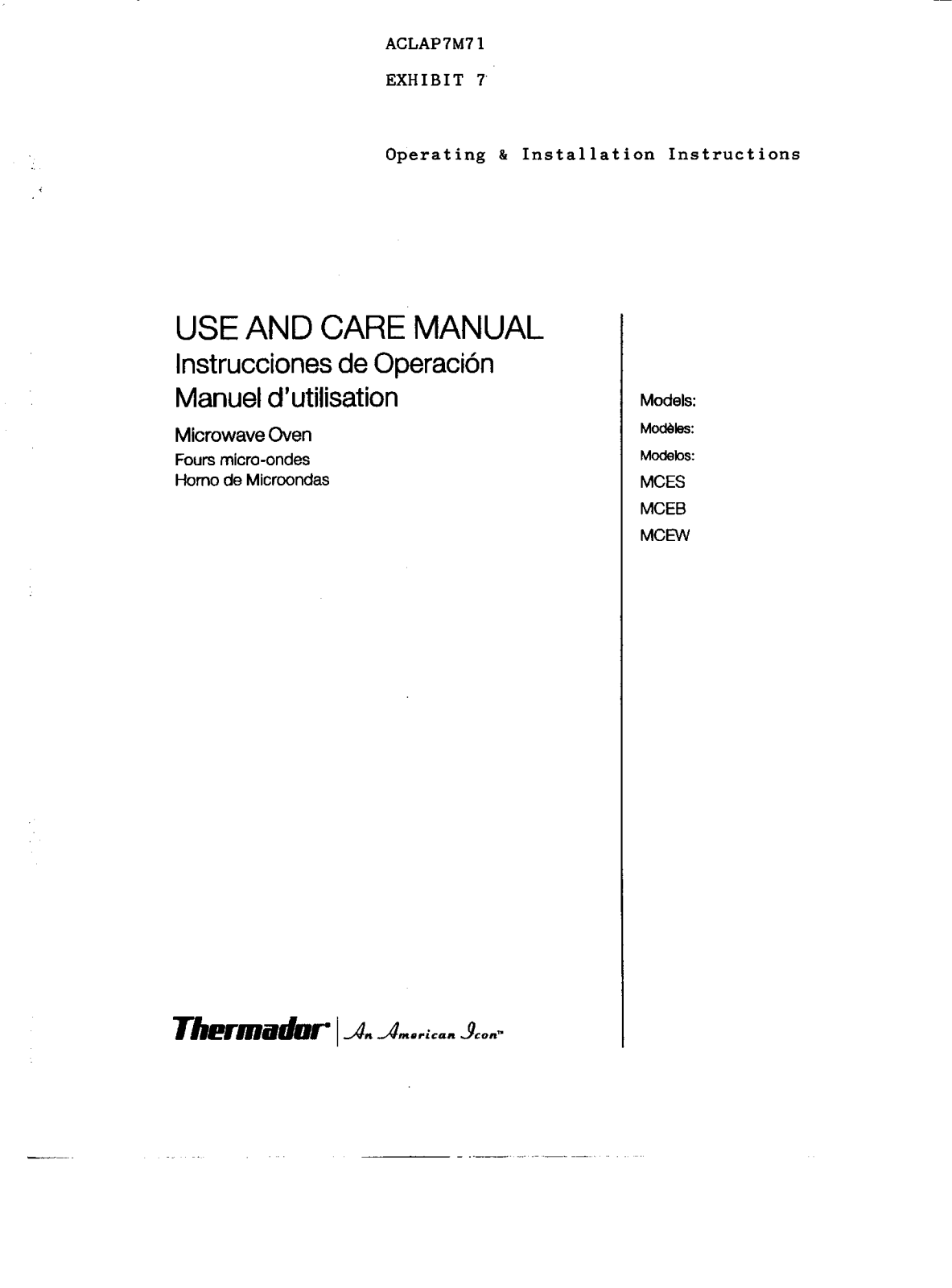 Panasonic AP7M71 Users Manual