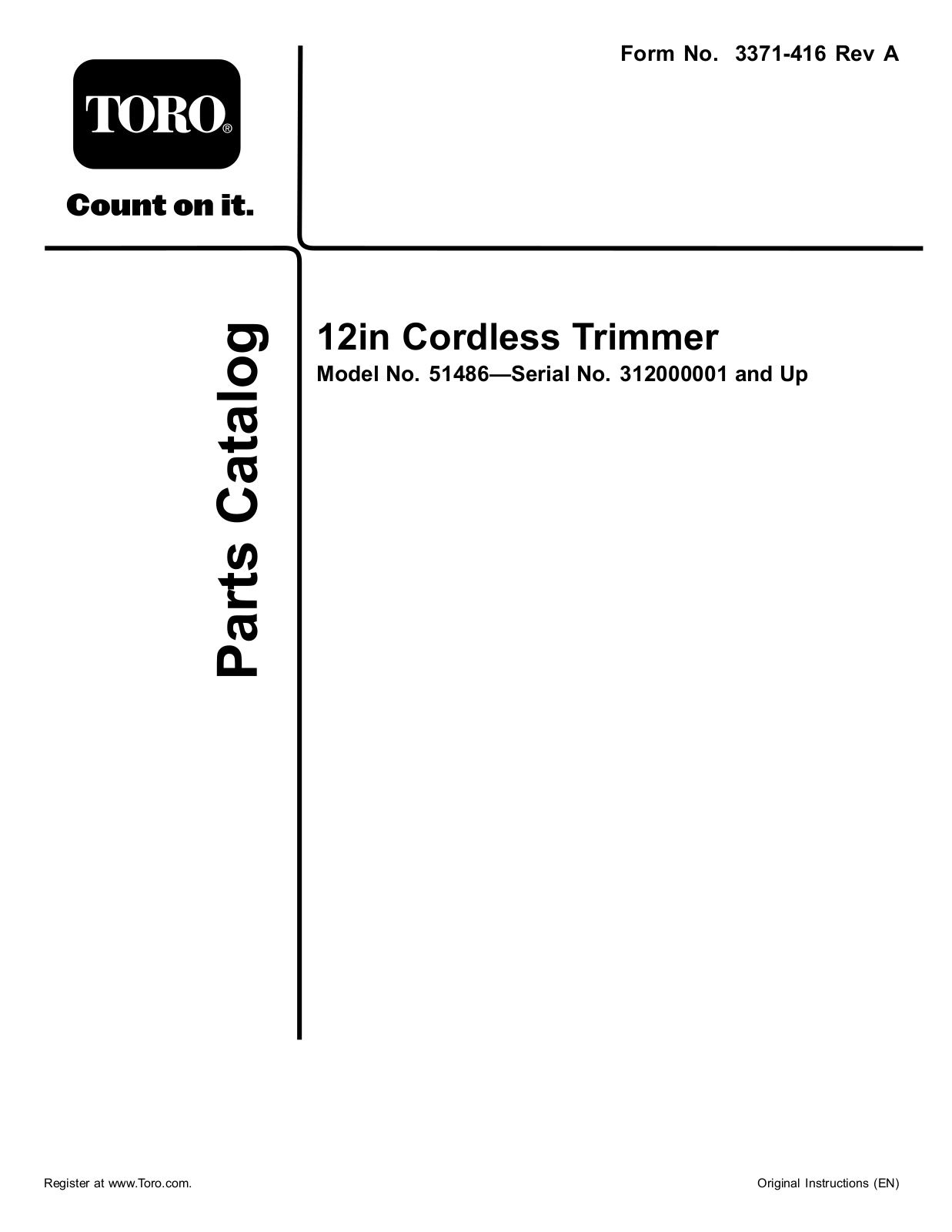 Toro 51486 Parts Catalogue