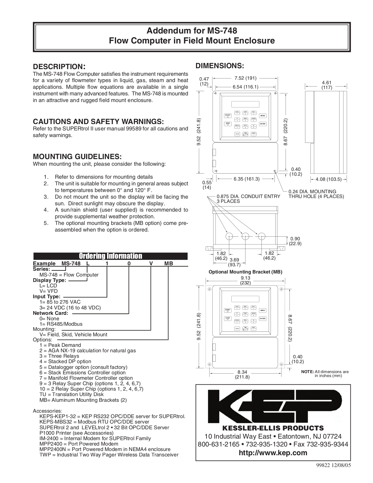 KEP MS-748 Operating Manual