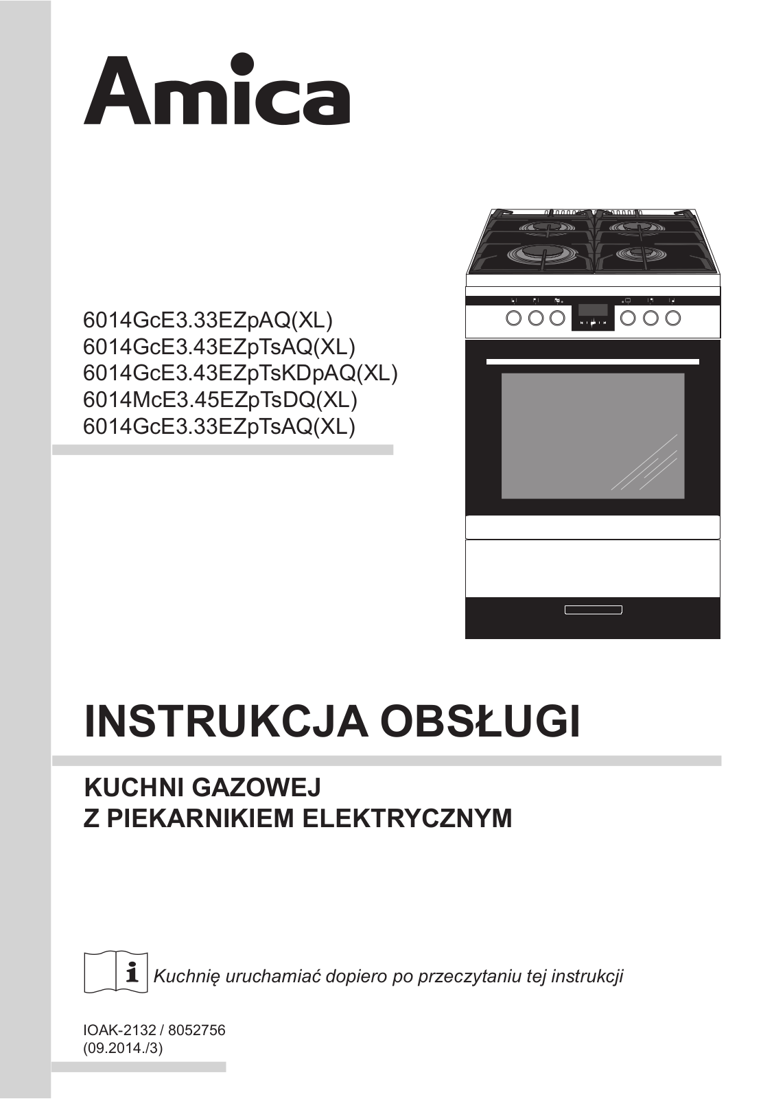 Amica 614GcE3.43ZpTsKDpAQXL, 614McE3.45ZpTsDQXL User Manual