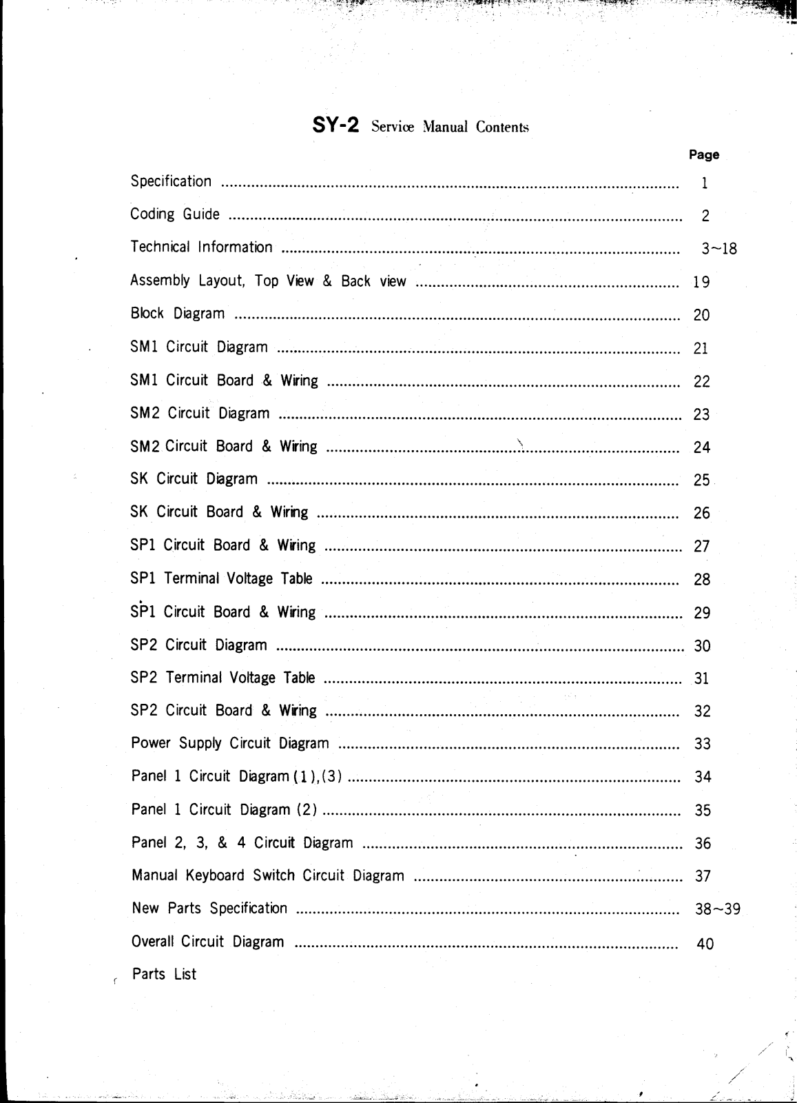 Yamaha SY-2 Service Manual