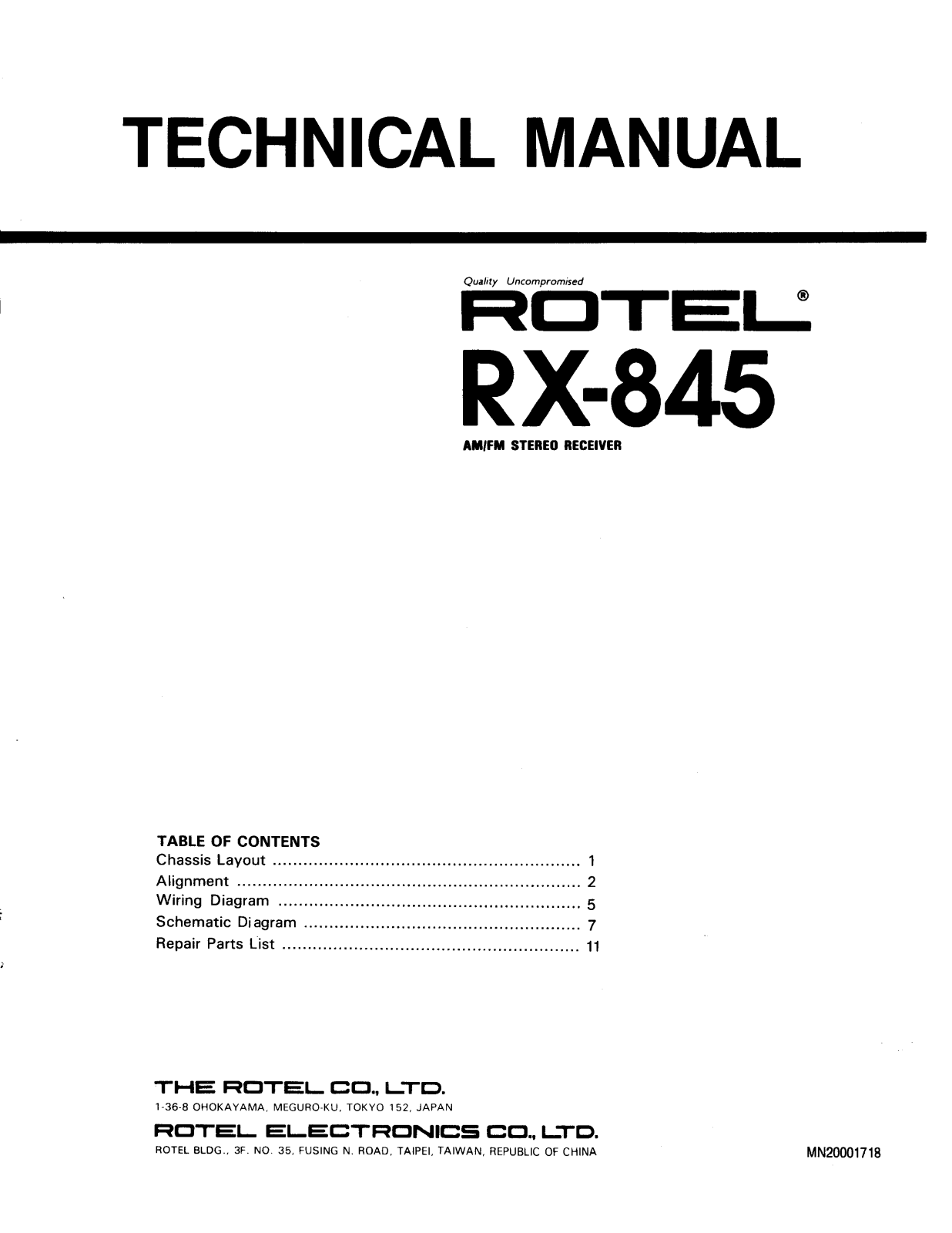 Rotel RX-845 Service manual