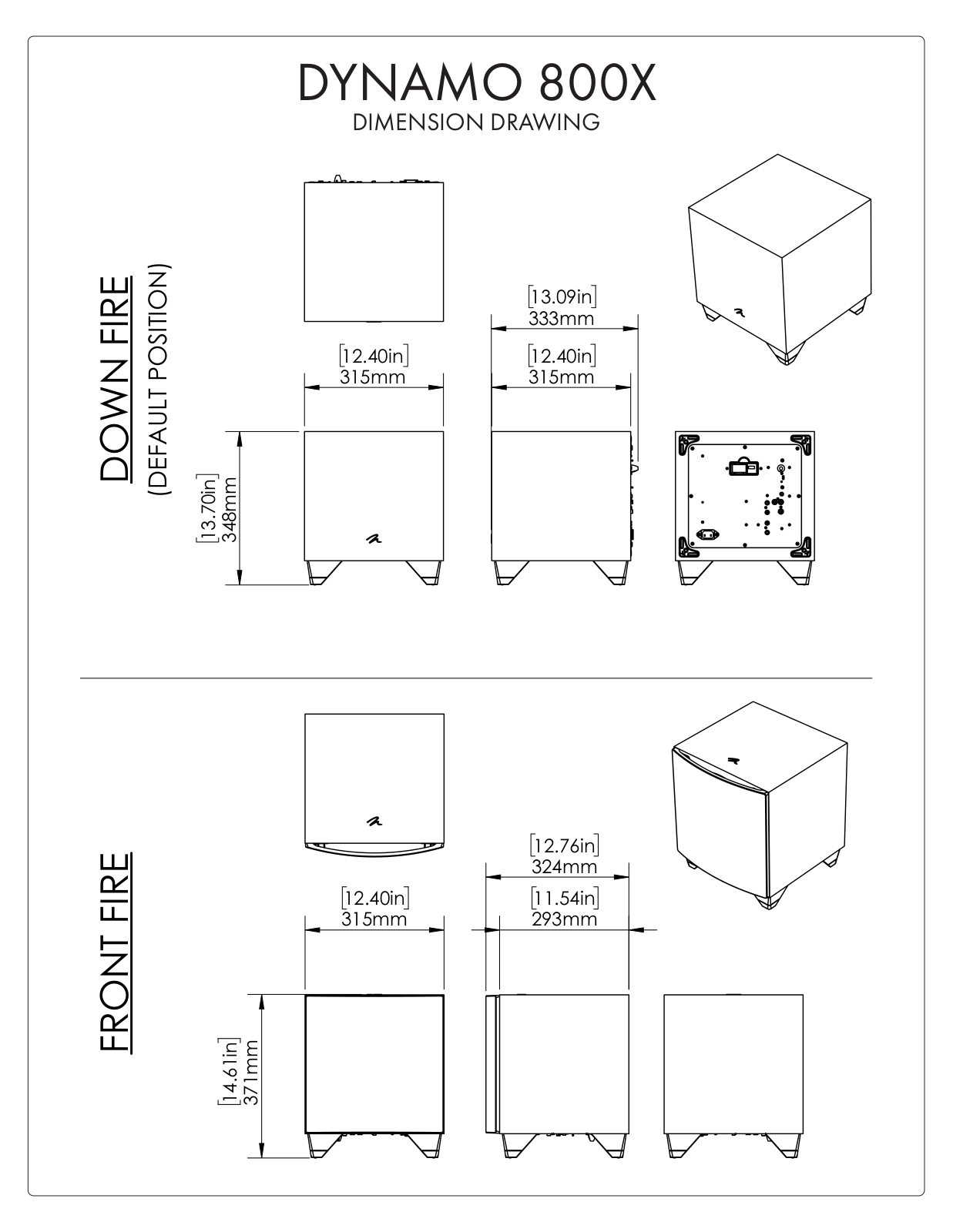 MartinLogan DYNAMO 800X Dimension Drawing