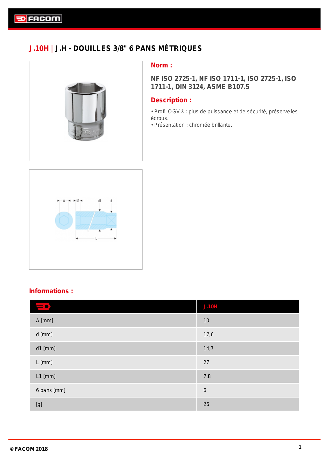 Facom J.10H Specification - ManualMachine.com