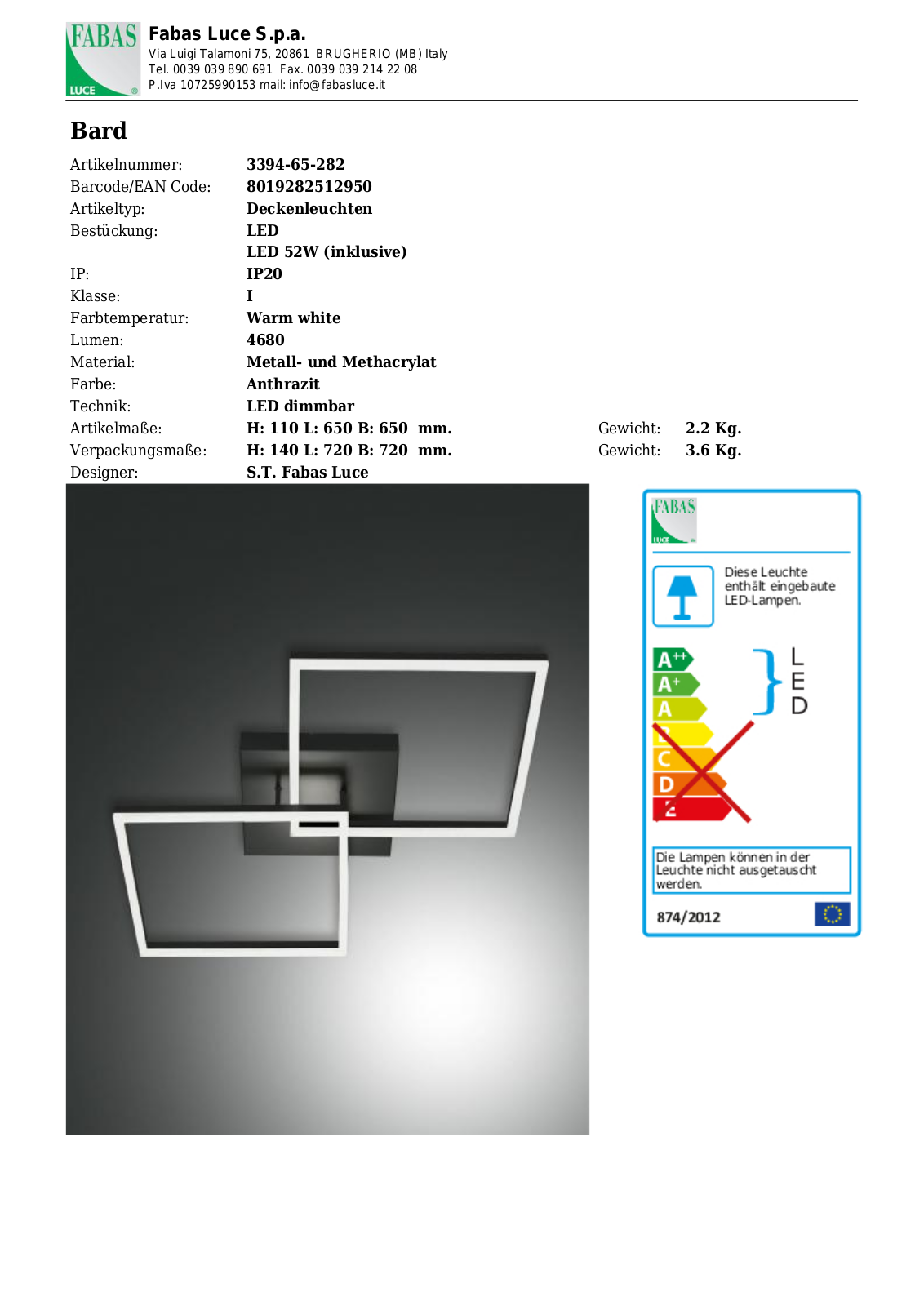 Bard 3394-65-282 User Manual