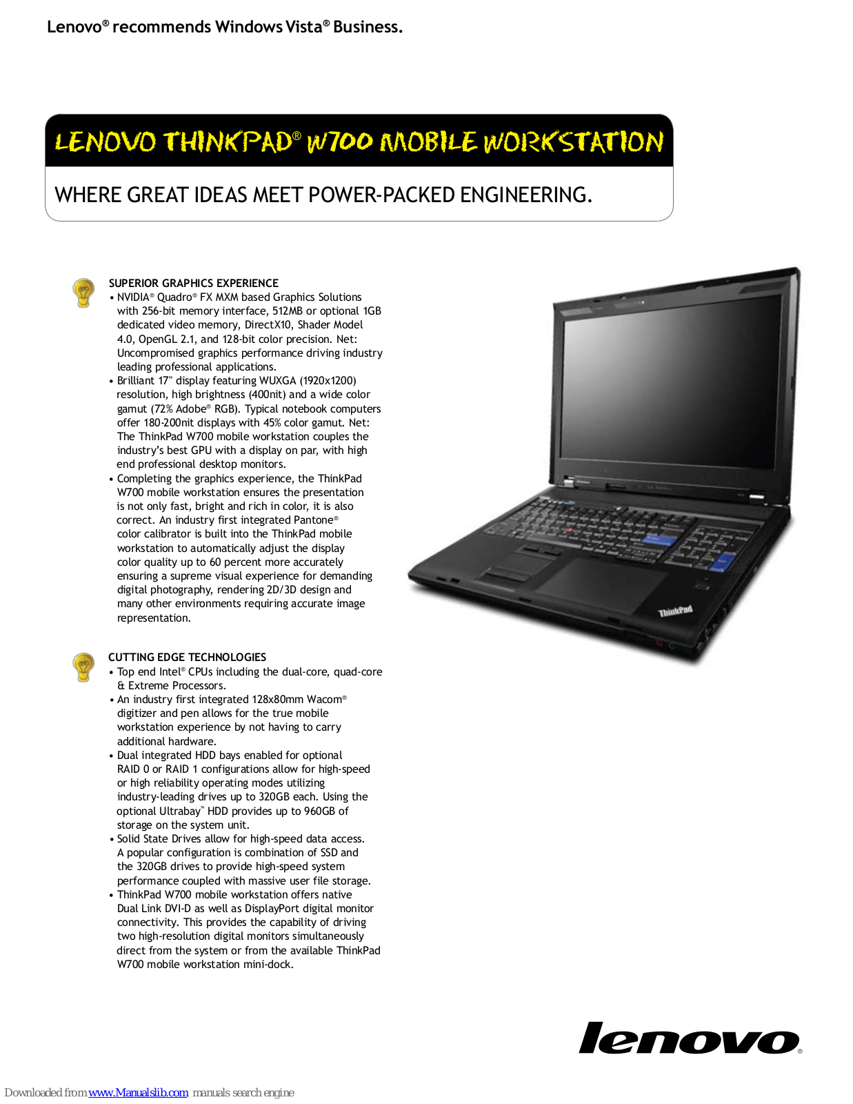 Lenovo 27523AU, 27584SU, 2758MWU, 2758MXU, thinpad W700 User Manual