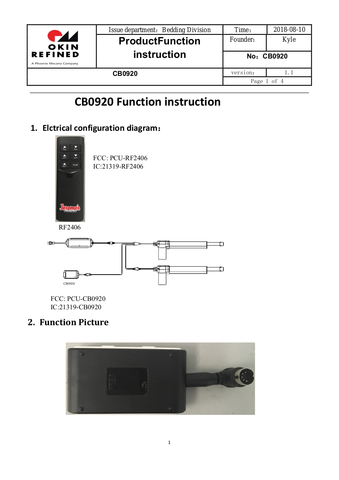 OKIN Refined Electric Technology CB0920 User Manual