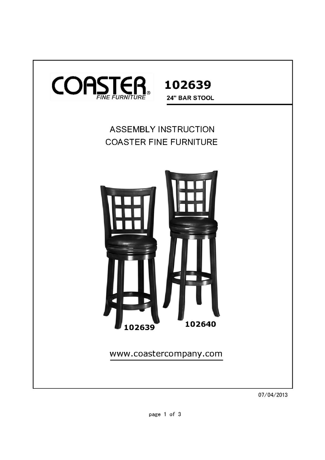 Coaster 102639 User Manual