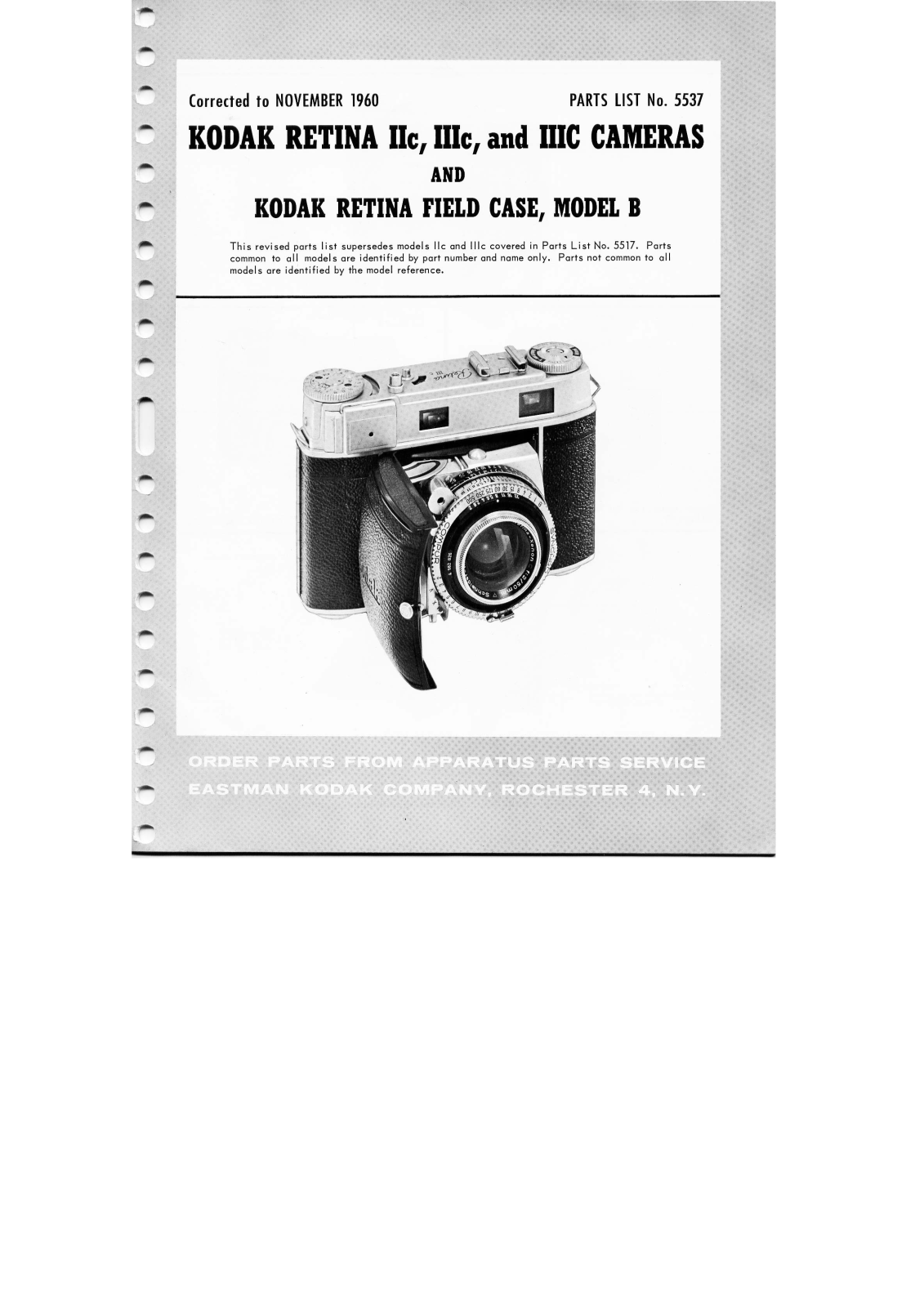 Kodak Folding Retina Parts List