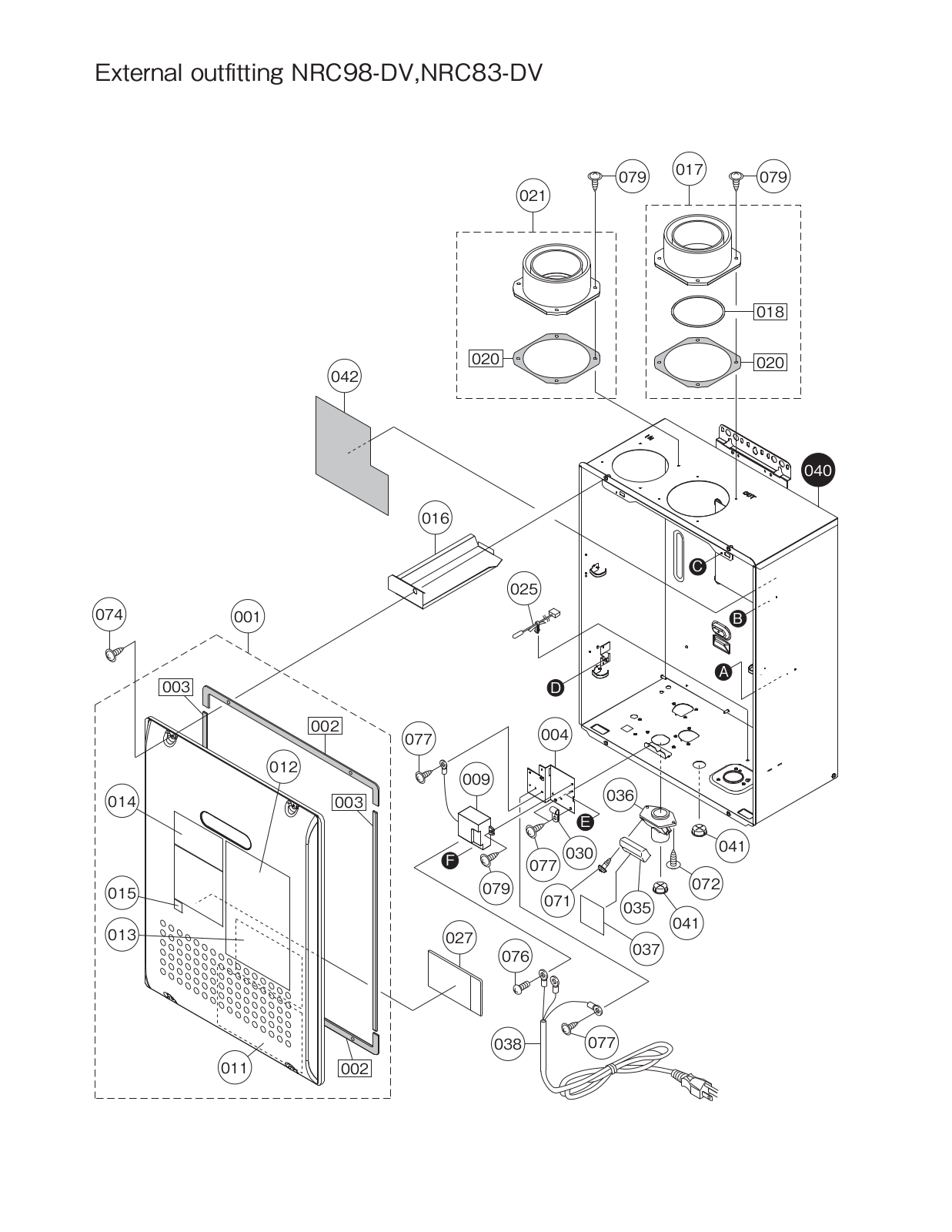 Noritz NRC83-DV Parts List