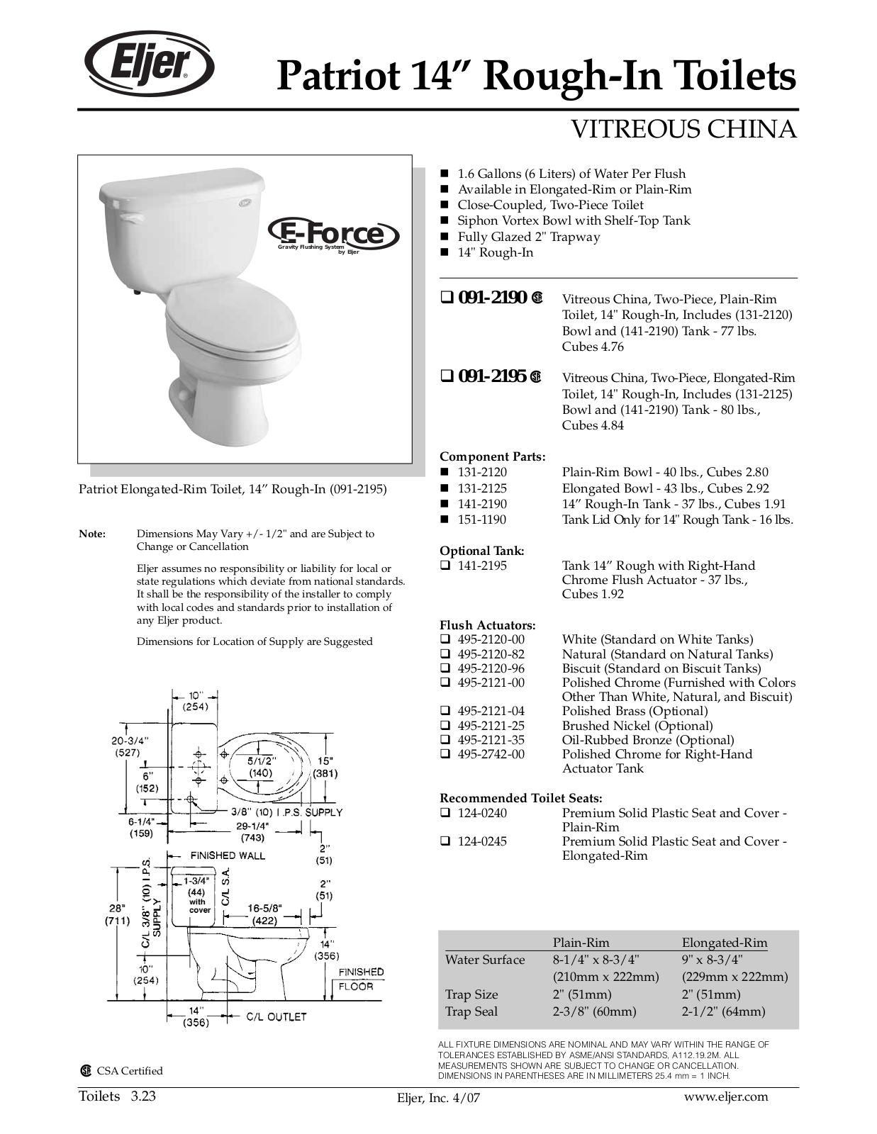 American Standard 091-2195, 091-2190 User Manual