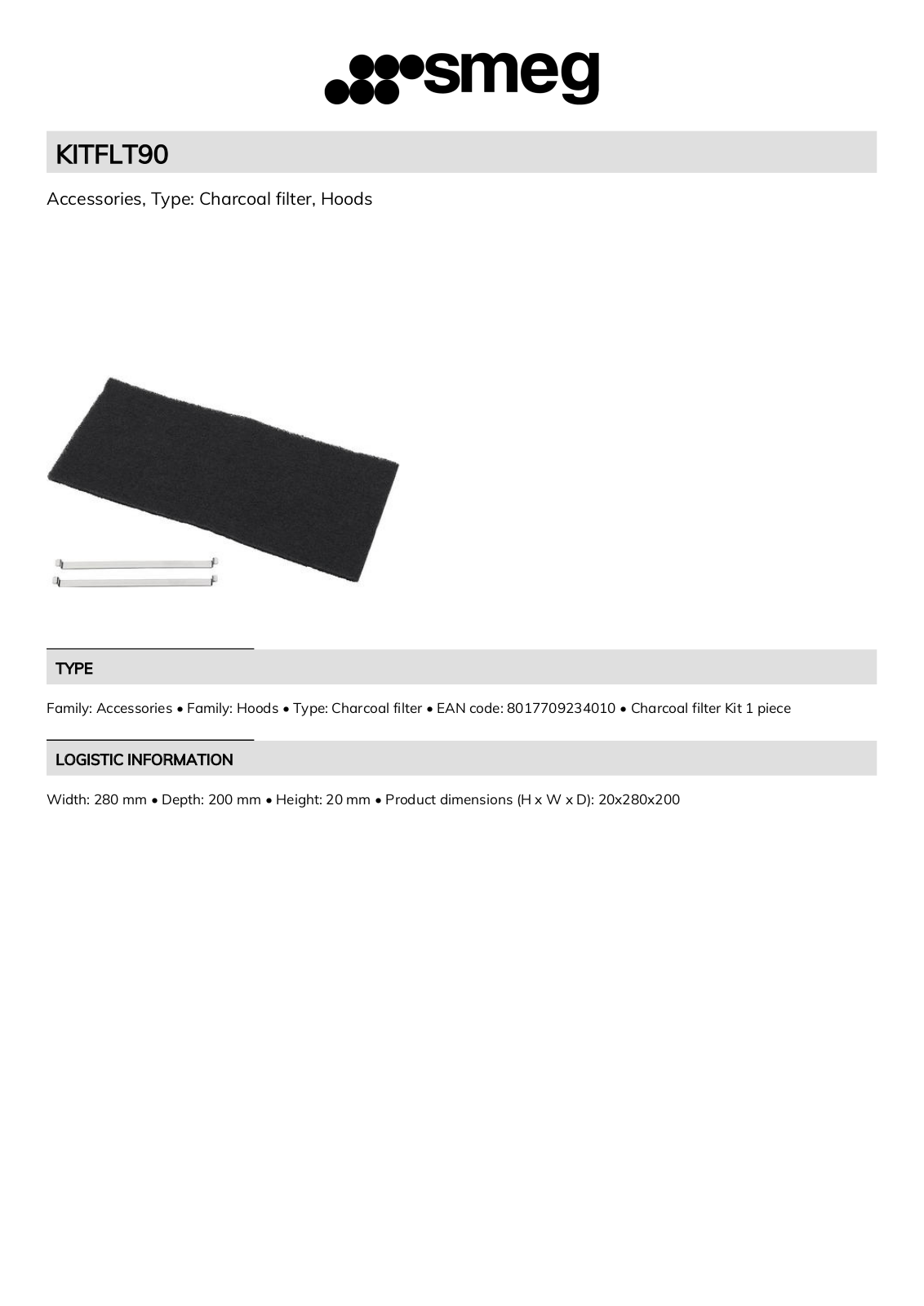 Smeg KITFLT90 Technical sheet