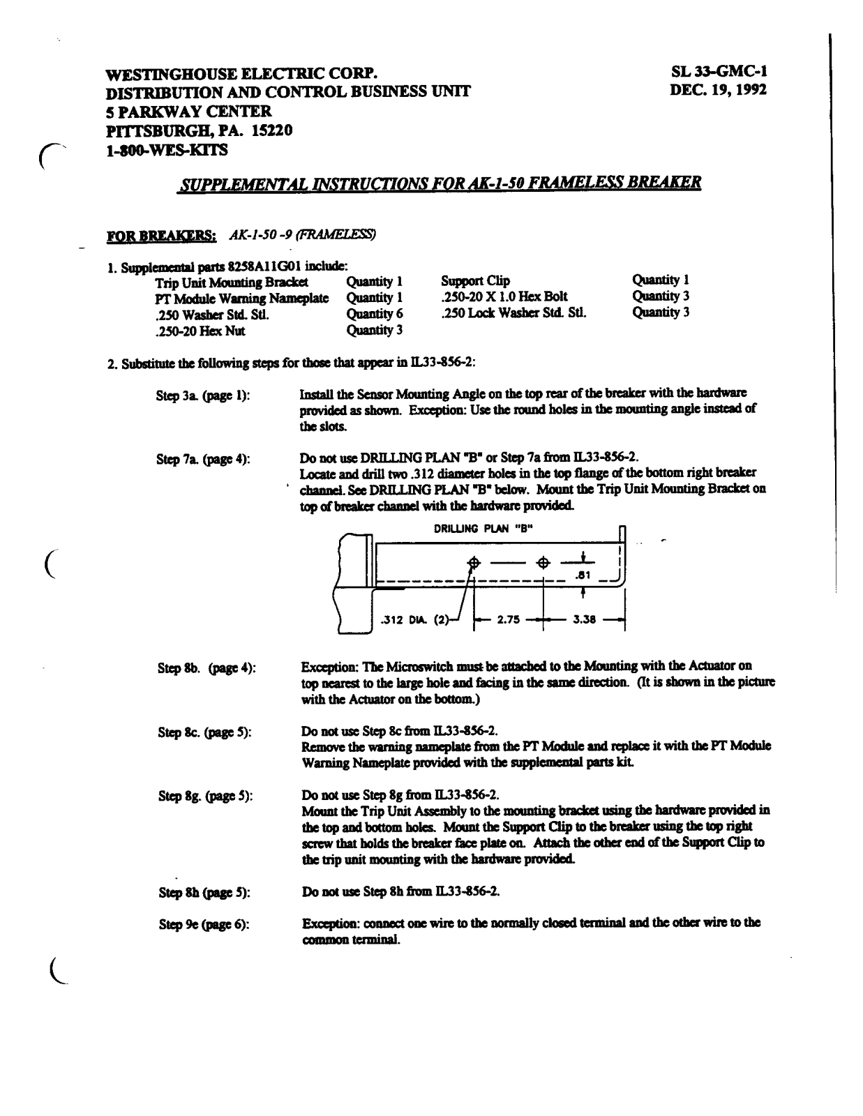 Westinghouse AK-1-50-9 User Manual