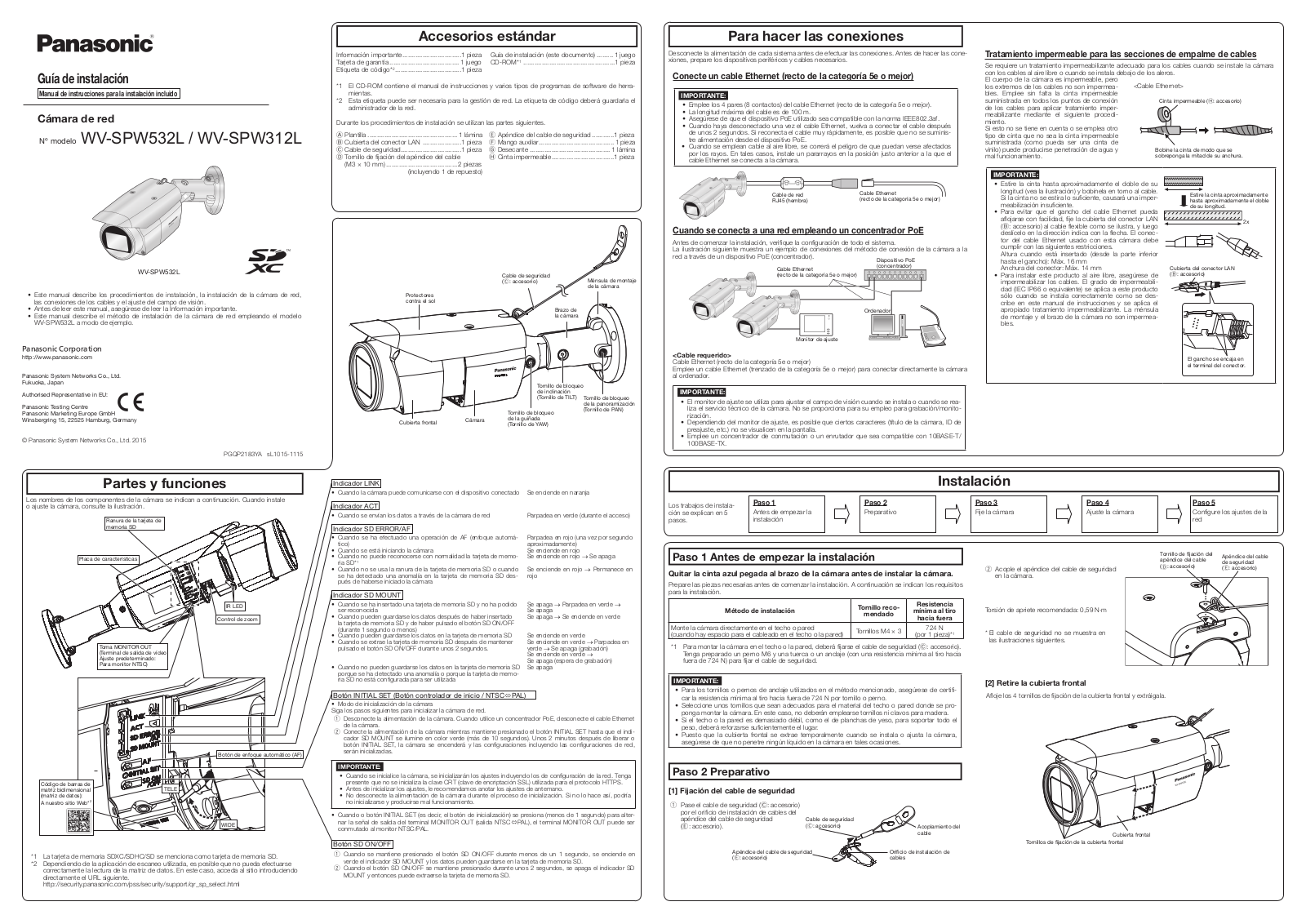 Panasonic WV-SPW532L, WV-SPW312L Installation Manual