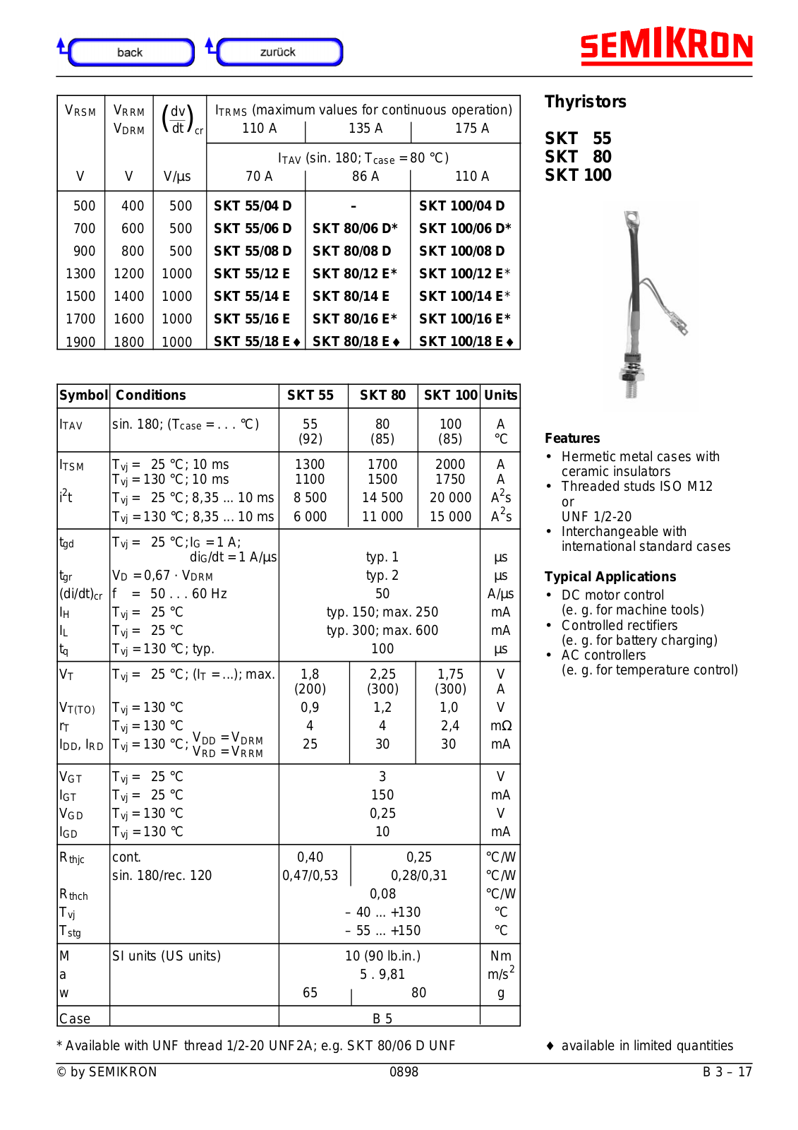 Semikron SKT 55, SKT 80, SKT 100 User Manual - ManualMachine.com
