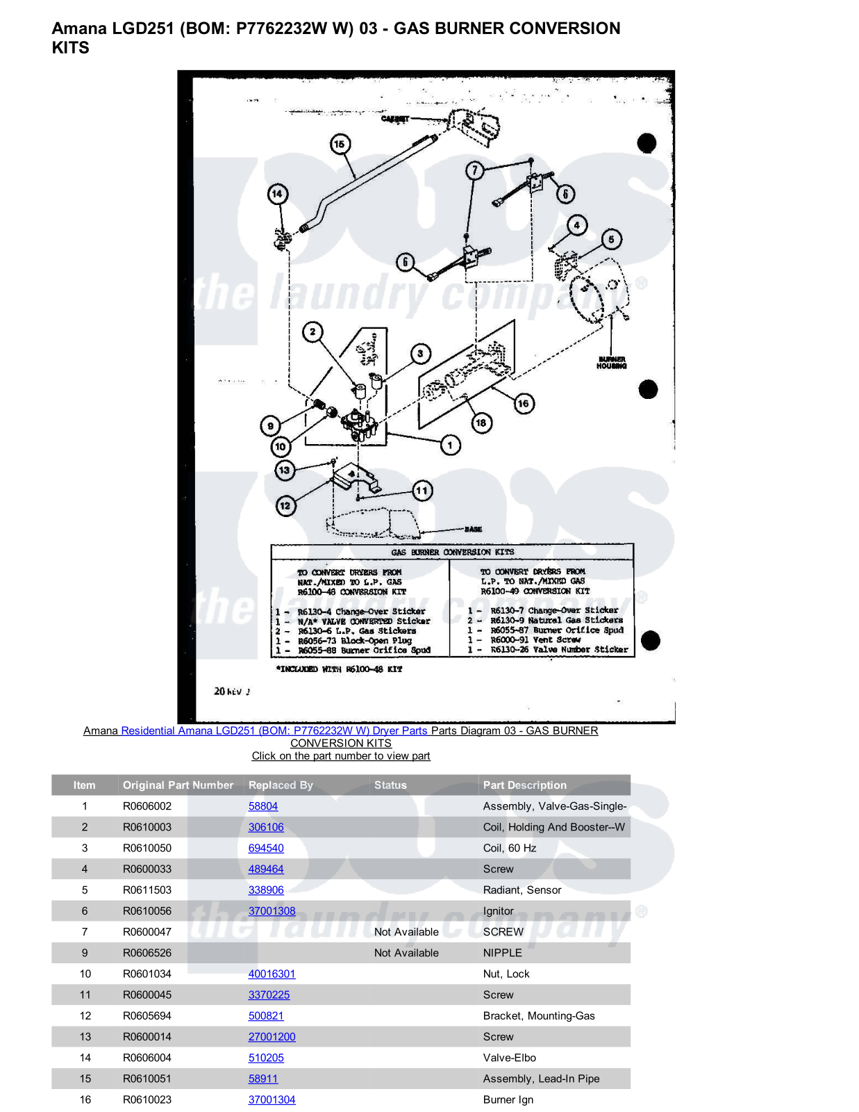 Amana LGD251 Parts Diagram