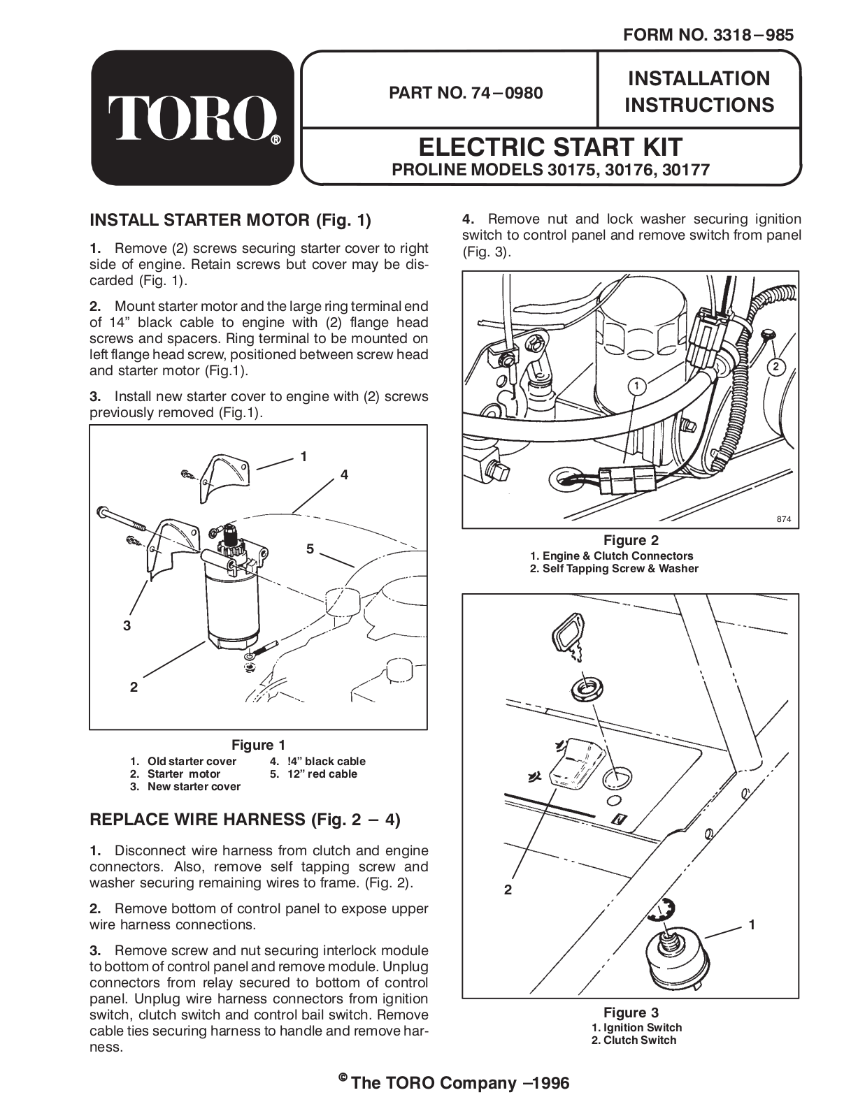 Toro 74-0980 Installation Instructions