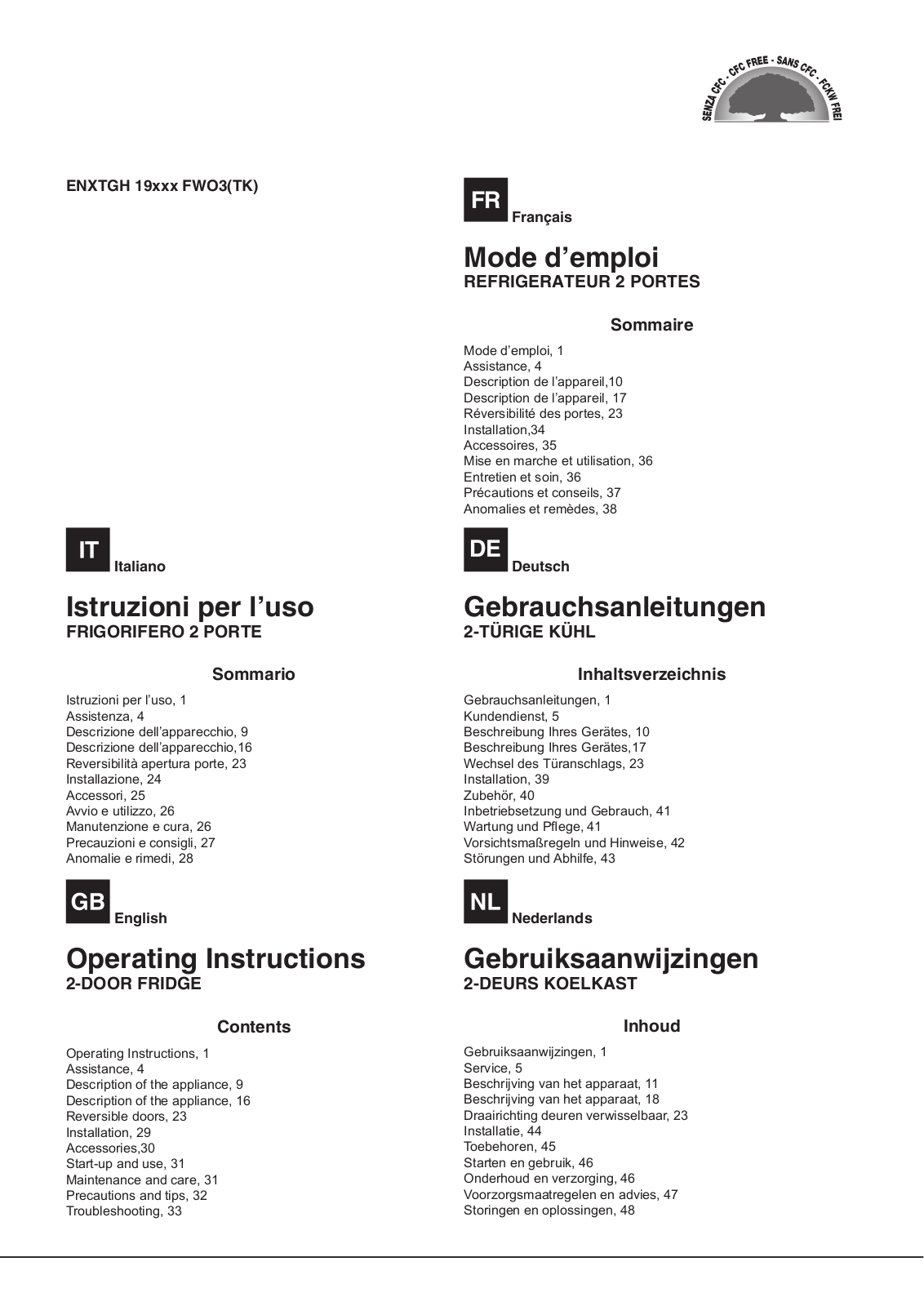 Hotpoint ENXTGH 19322.1FW O3 User Manual