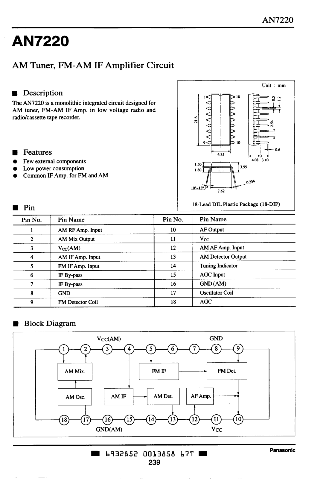 Panasonic AN7220 Service Manual