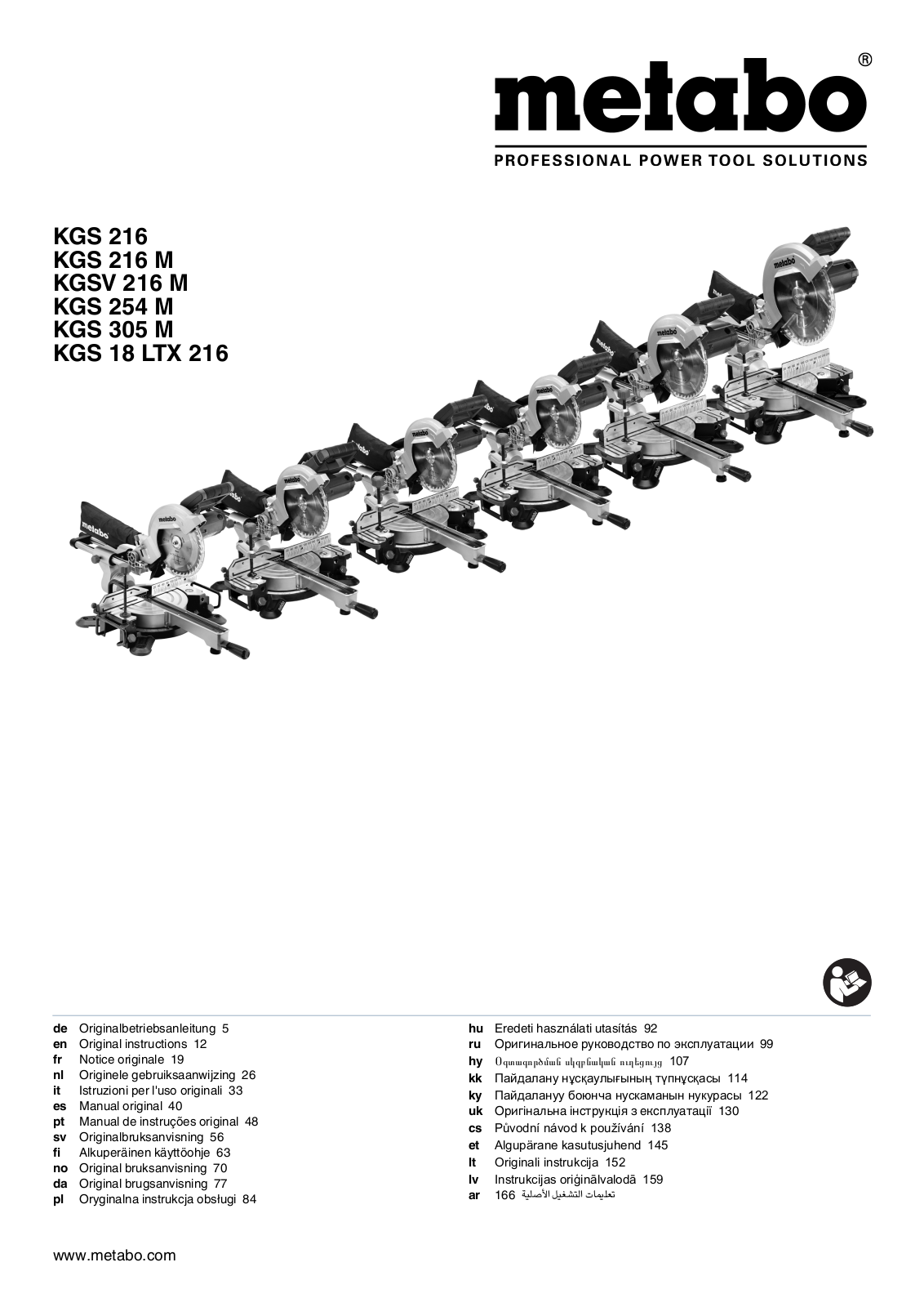 Metabo KGS 216, KGS 216 M, KGSV 216 M, KGS 254 M, KGS 305 M User manual