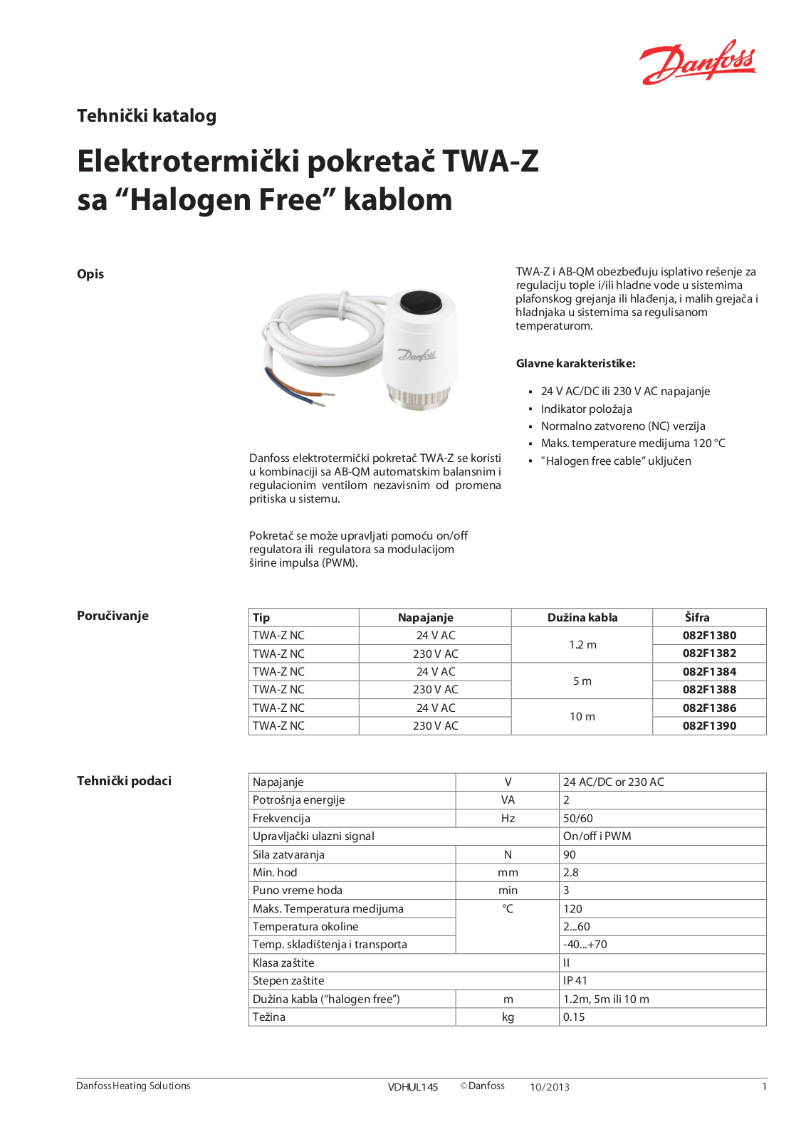 Danfoss TWA-Z Data sheet