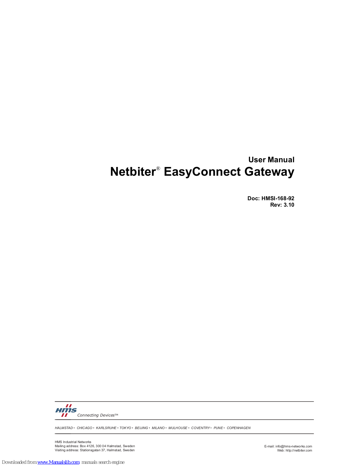 HMS Netbiter EasyConnect Gateway User Manual