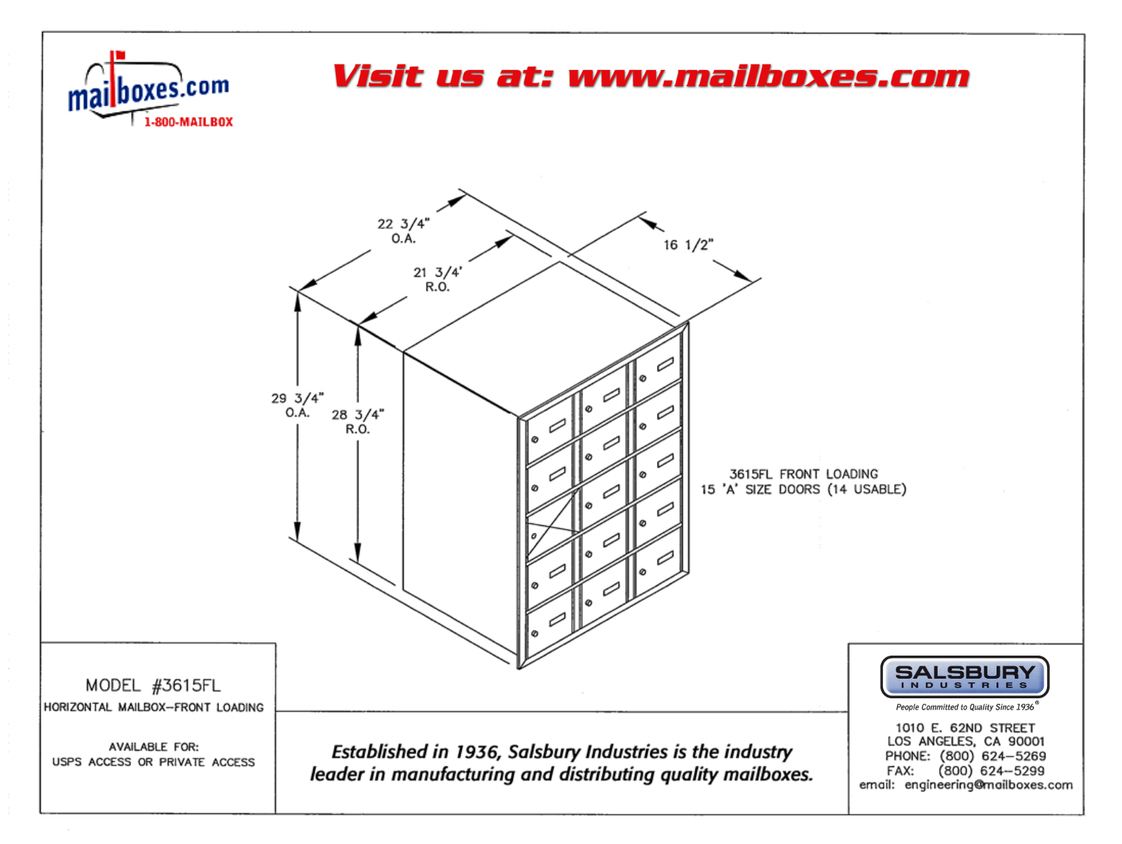 Salsbury Industries 3615ZFU, 3615ZFP User Manual