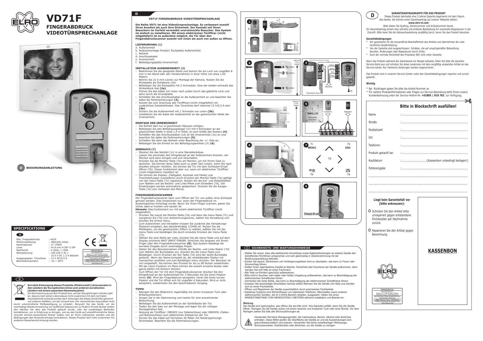 ELRO VD71F User manual