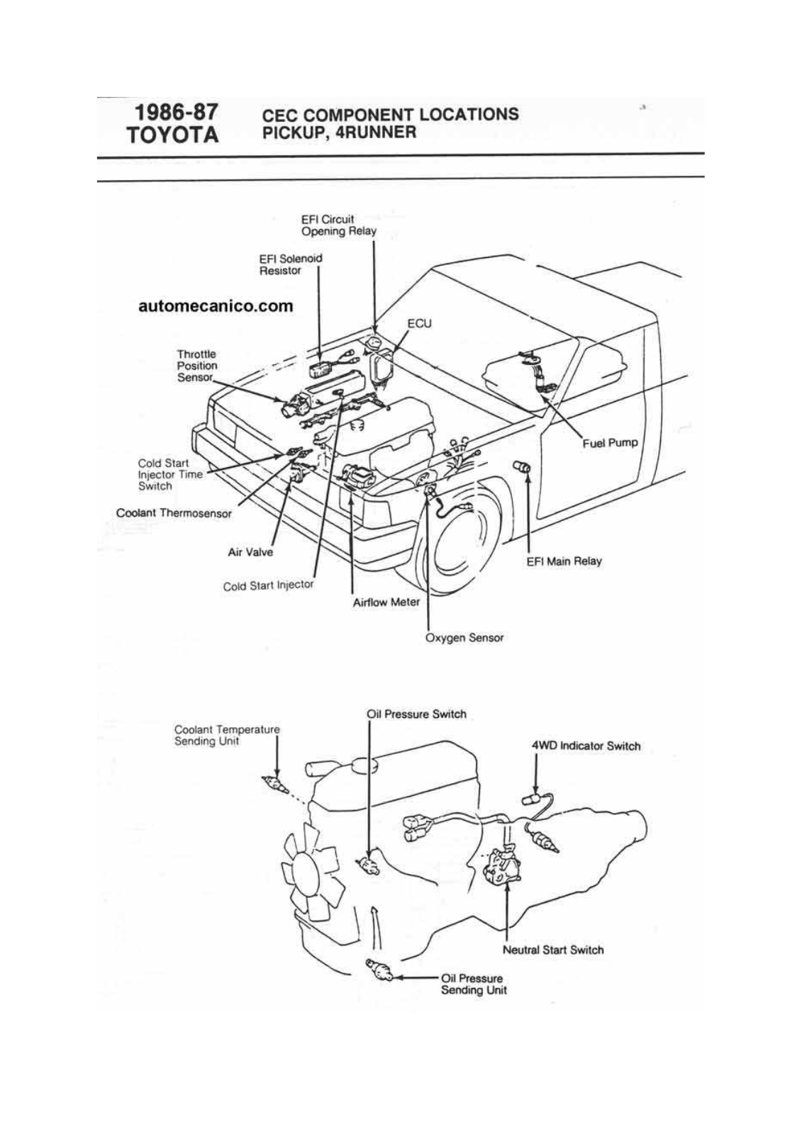 Toyota Pick UP 22R 1-9 D22R1 Diagram