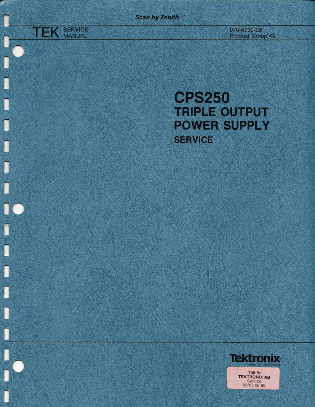 Tektronix cps250 service manual