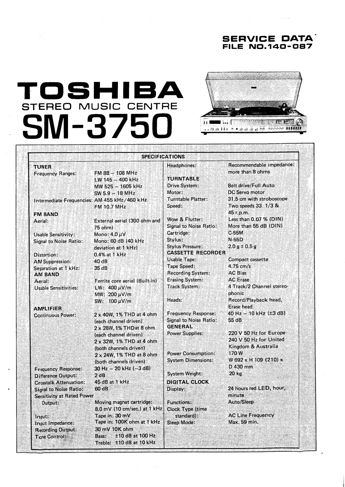 Toshiba SM-3750 Service manual