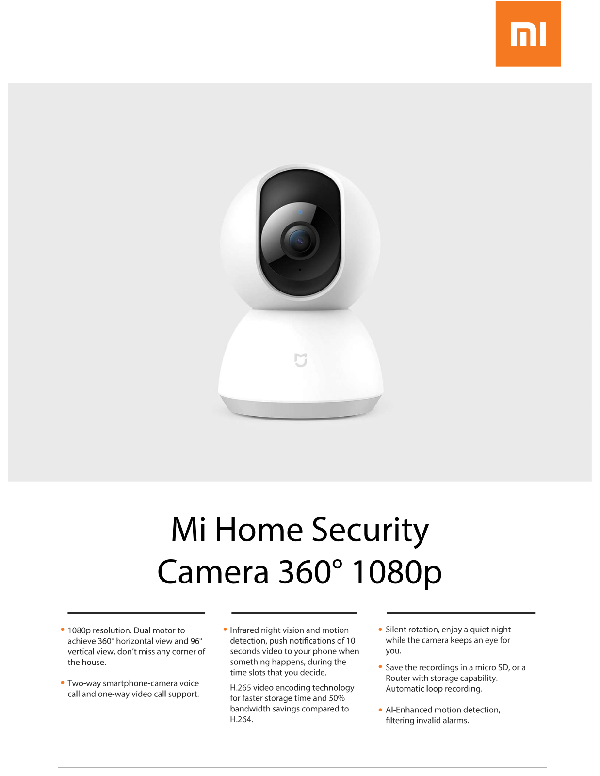 Xiaomi Mi Home Security Camera 360 User Manual
