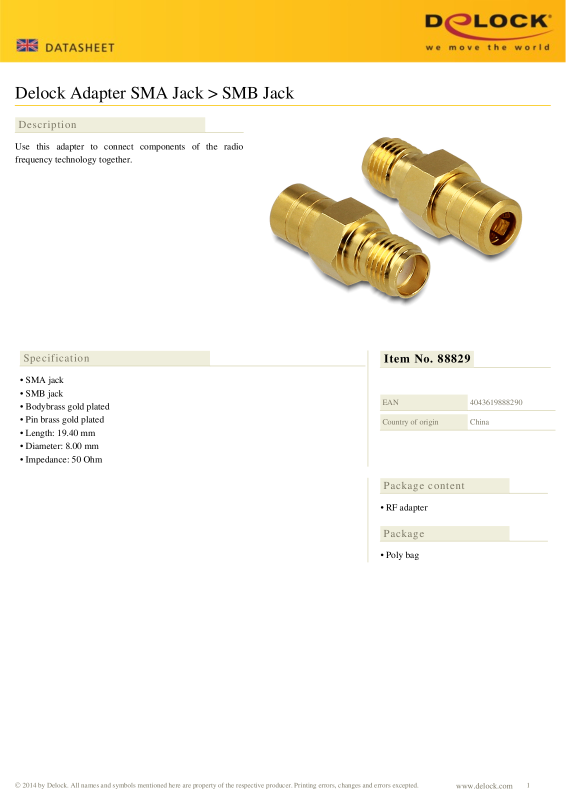 DELOCK 88829 Datasheet - ManualMachine.com
